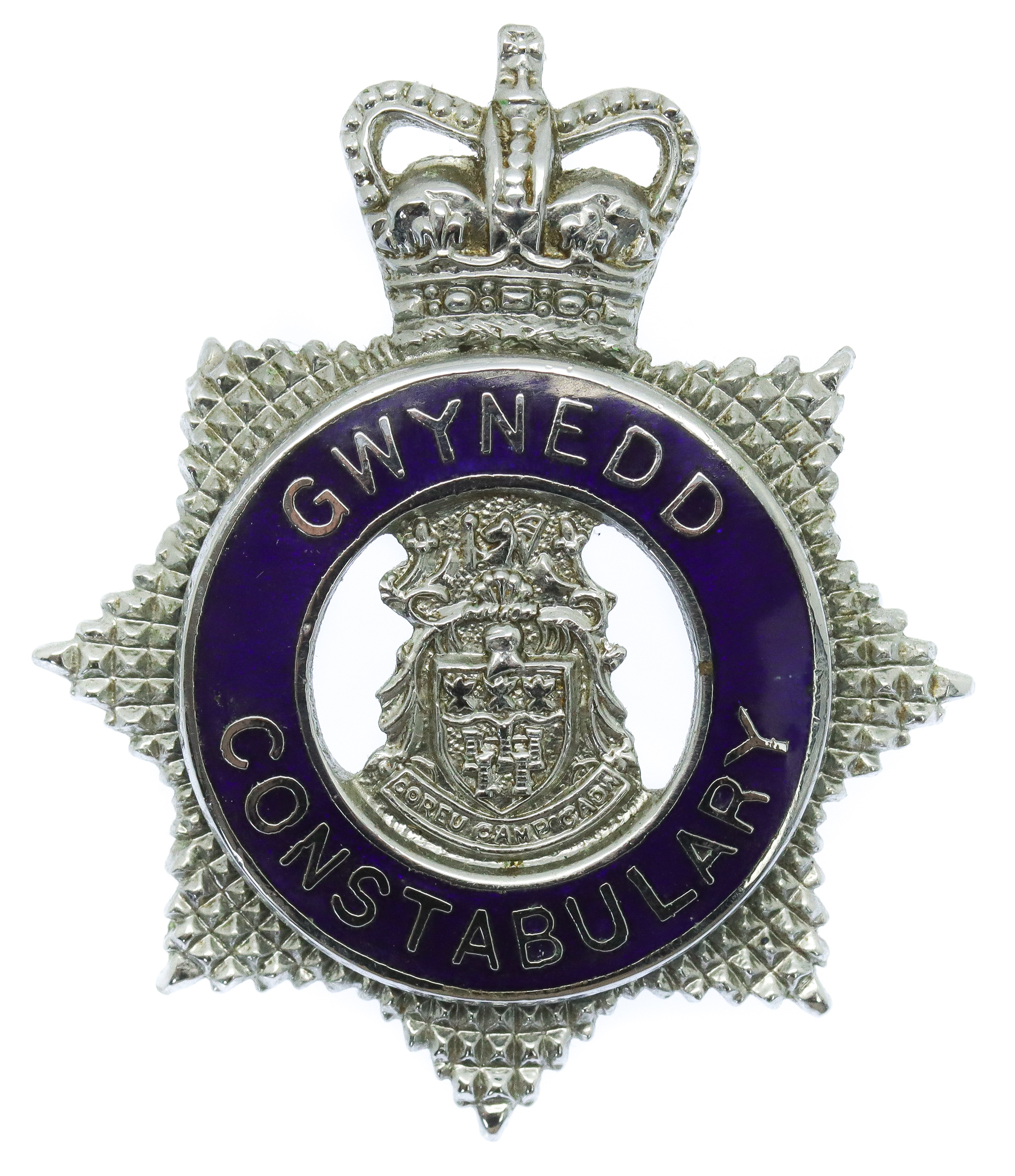 Gwynedd Constabulary Senior Officer's Enamelled Cap Badge - Queen's Crown
