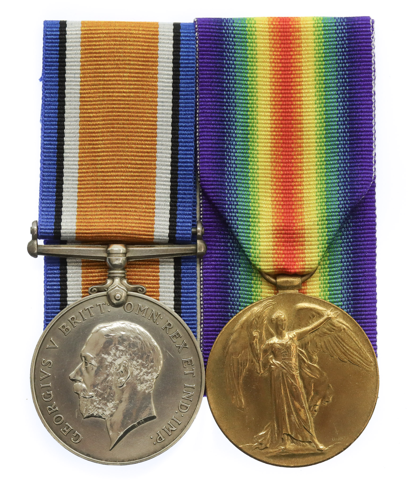 WW1 British War & Victory Medal Pair - Pte. E. Beers, 23rd Bn. Northumberland Fusiliers & 5th Bn. King's Own Yorkshire Light Infantry - K.I.A. 2/9/18