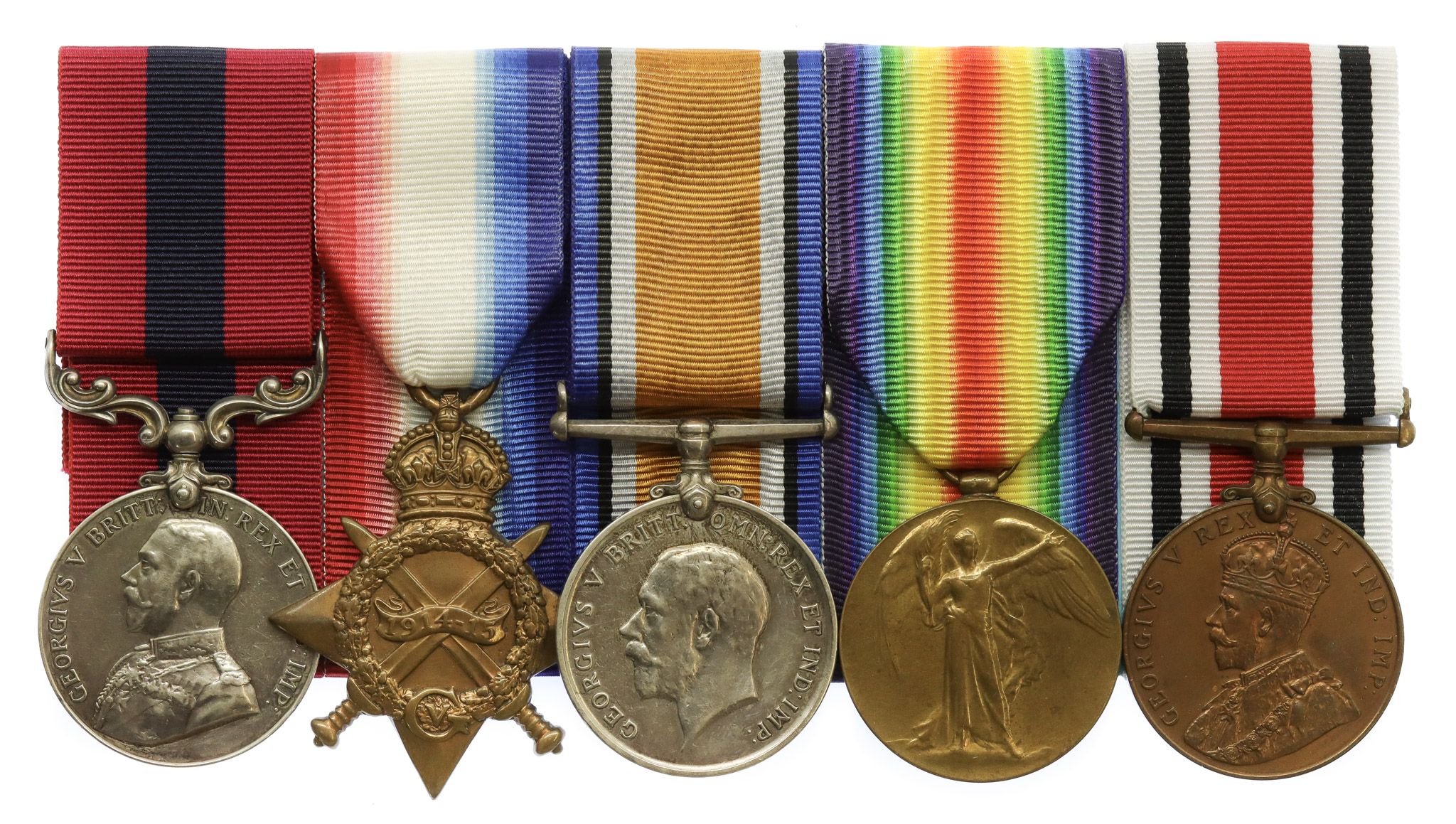 WW1 Distinguished Conduct Medal, 1914-15 Star, British War Medal, Victory Medal and Special Constabulary Long Service Medal Group of Five - Sjt. J. Goodall, Royal Field Artillery - Twice Wounded