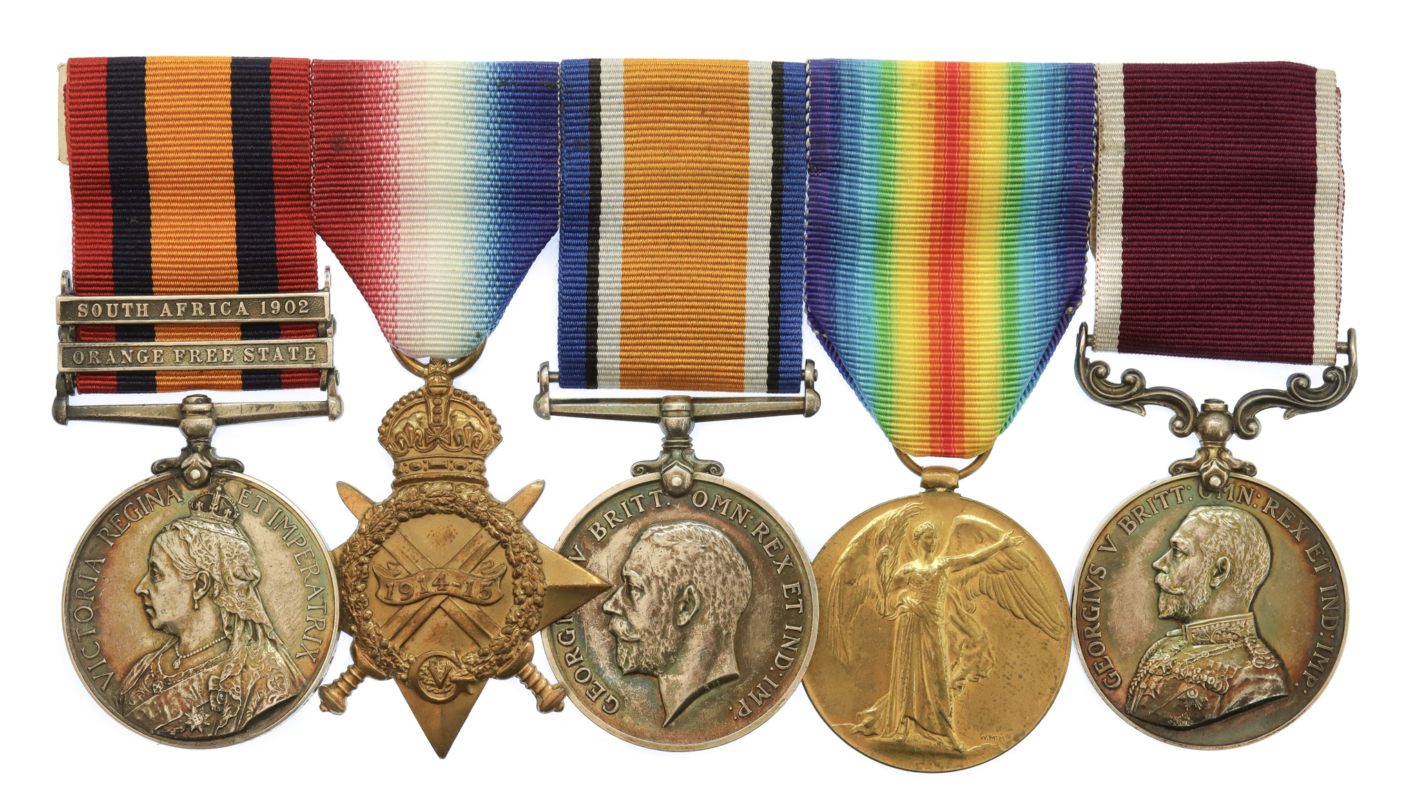 QSA (2 Clasps), 1914-15 Star, British War, Victory and LS&GC Medal Group of Five - Captain (Quartermaster) R.H. Paul, King's Royal Rifle Corps
