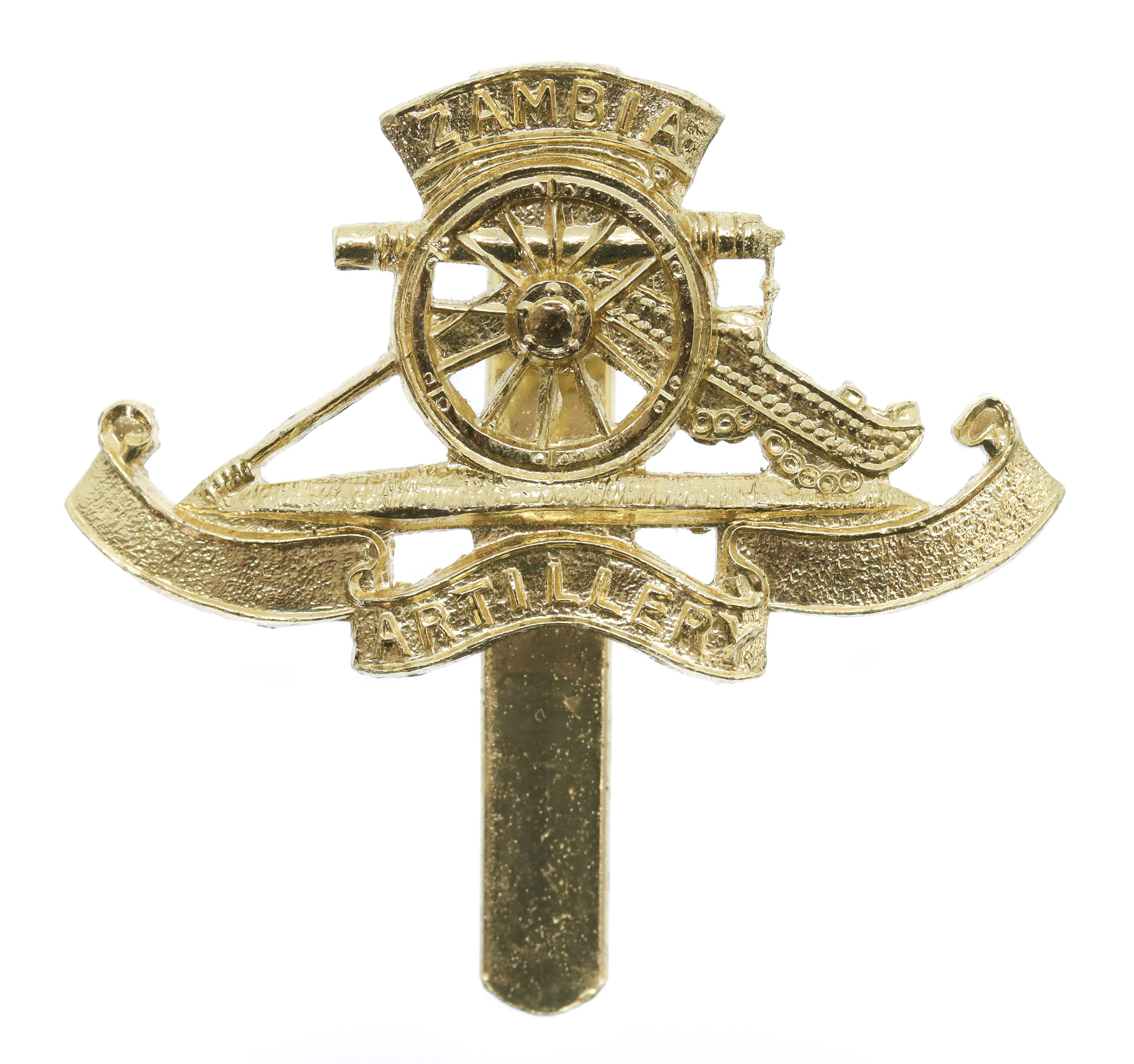Zambia Artillery Anodised (Staybrite) Beret Badge