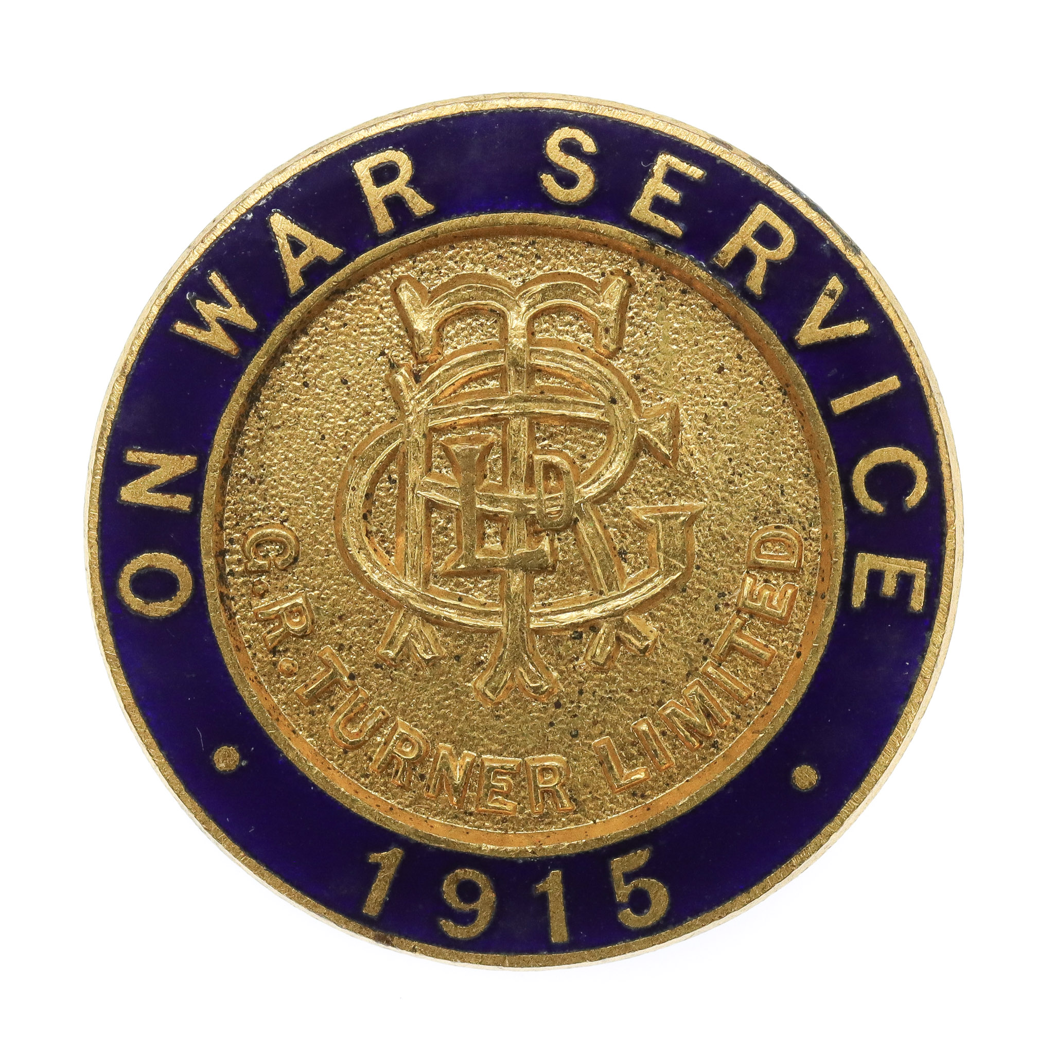 WW1 G.R. Turner Limited 1915 On War Service Enamelled Lapel Badge