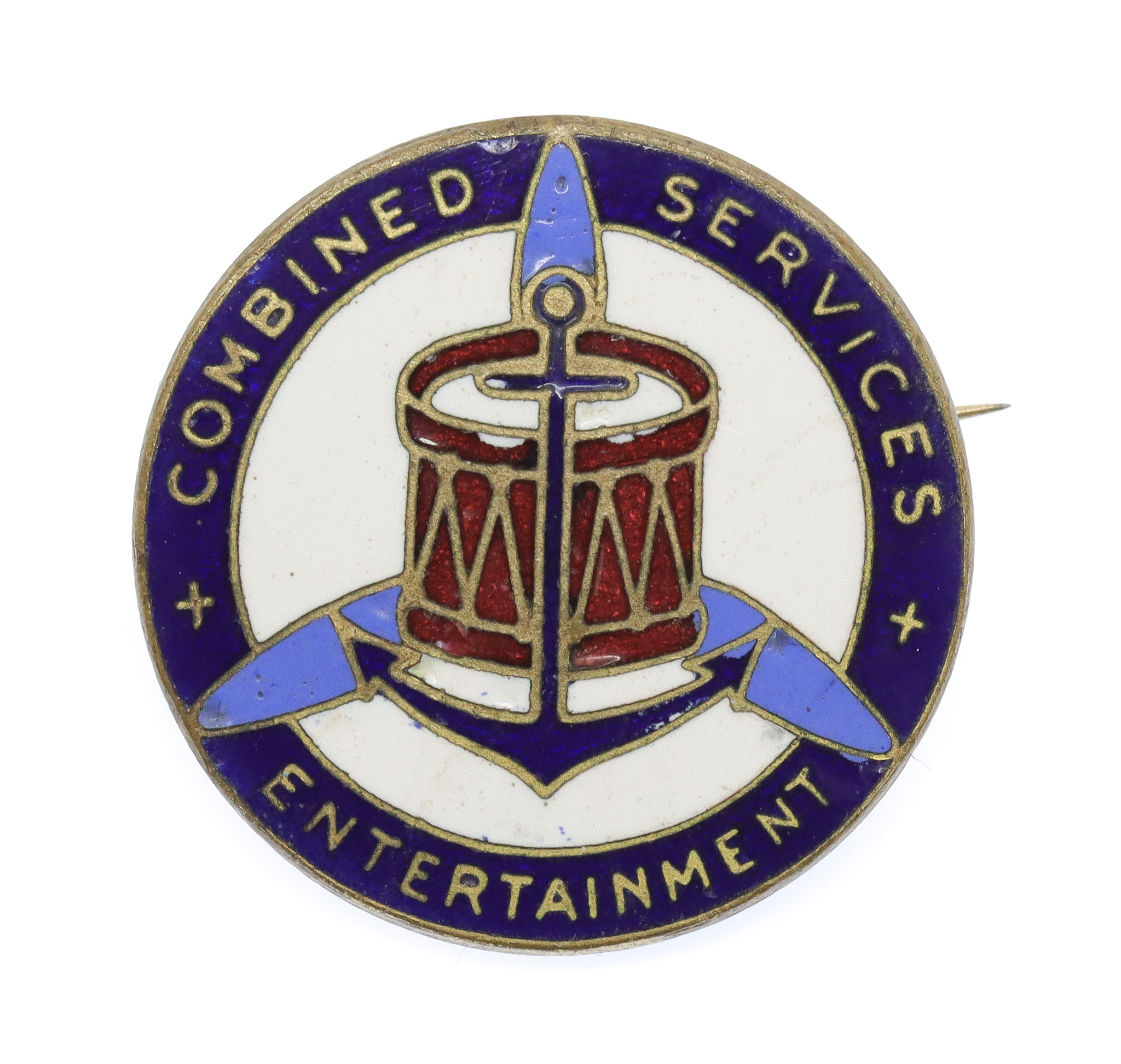 Scarce WW2 Combined Services Entertainment Enamelled Lapel Badge