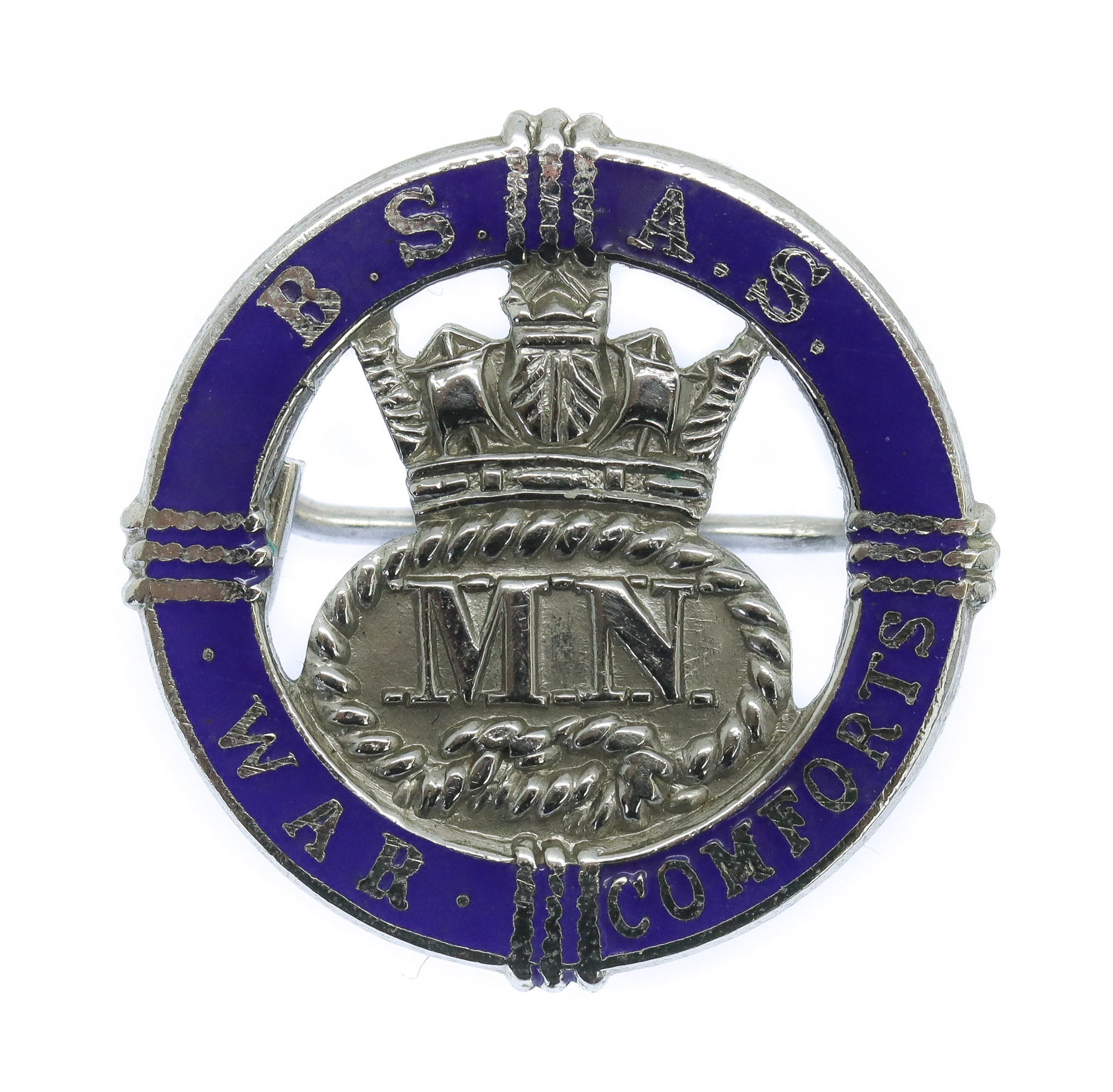 WW2 British Ship Adoption Society B.S.A.S. Merchant Navy War Comforts Enamelled Lapel Badge