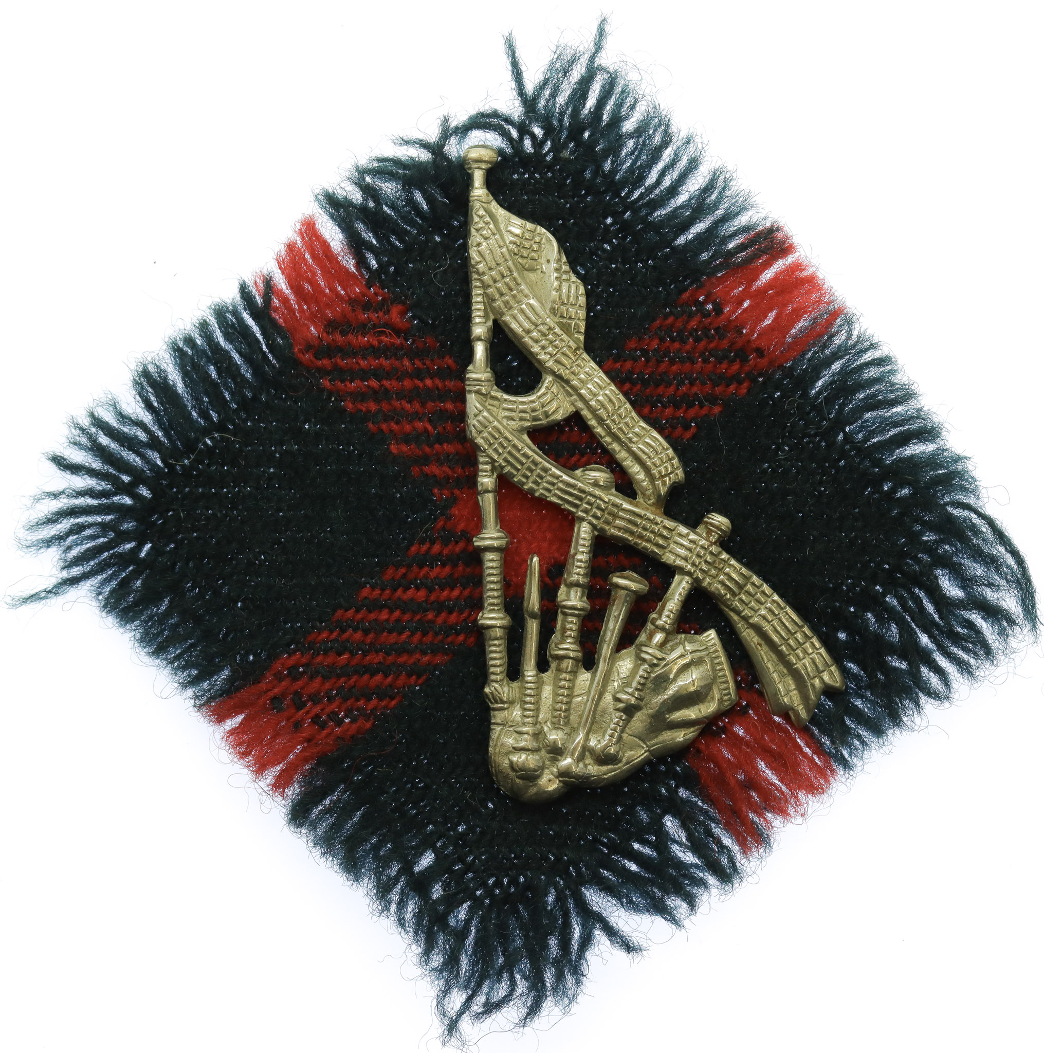 British Army Piper's White Metal Arm Badge