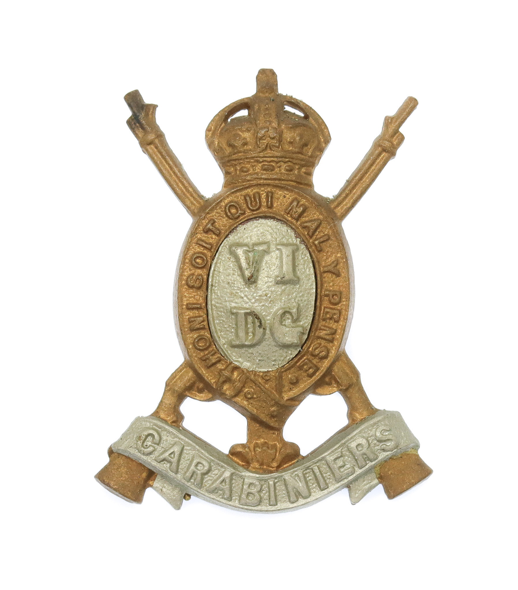 6th Dragoon Guards (Carabiniers) Collar Badge - King's Crown 