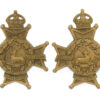 Pair of Notts & Derby Regiment (Sherwood Foresters) Collar Badges - King's Crown