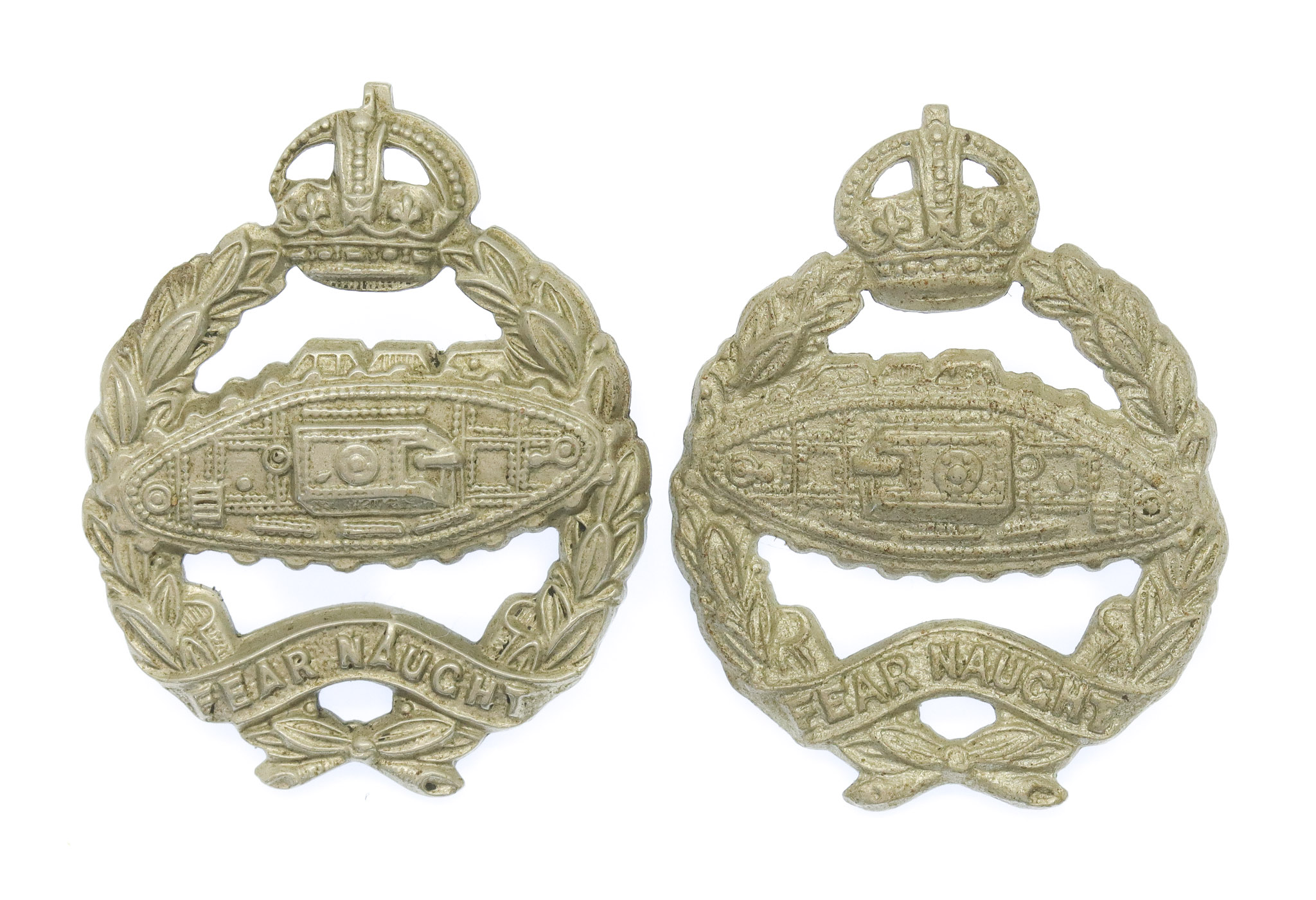 Pair of Royal Tank Regiment Collar Badges - King's Crown