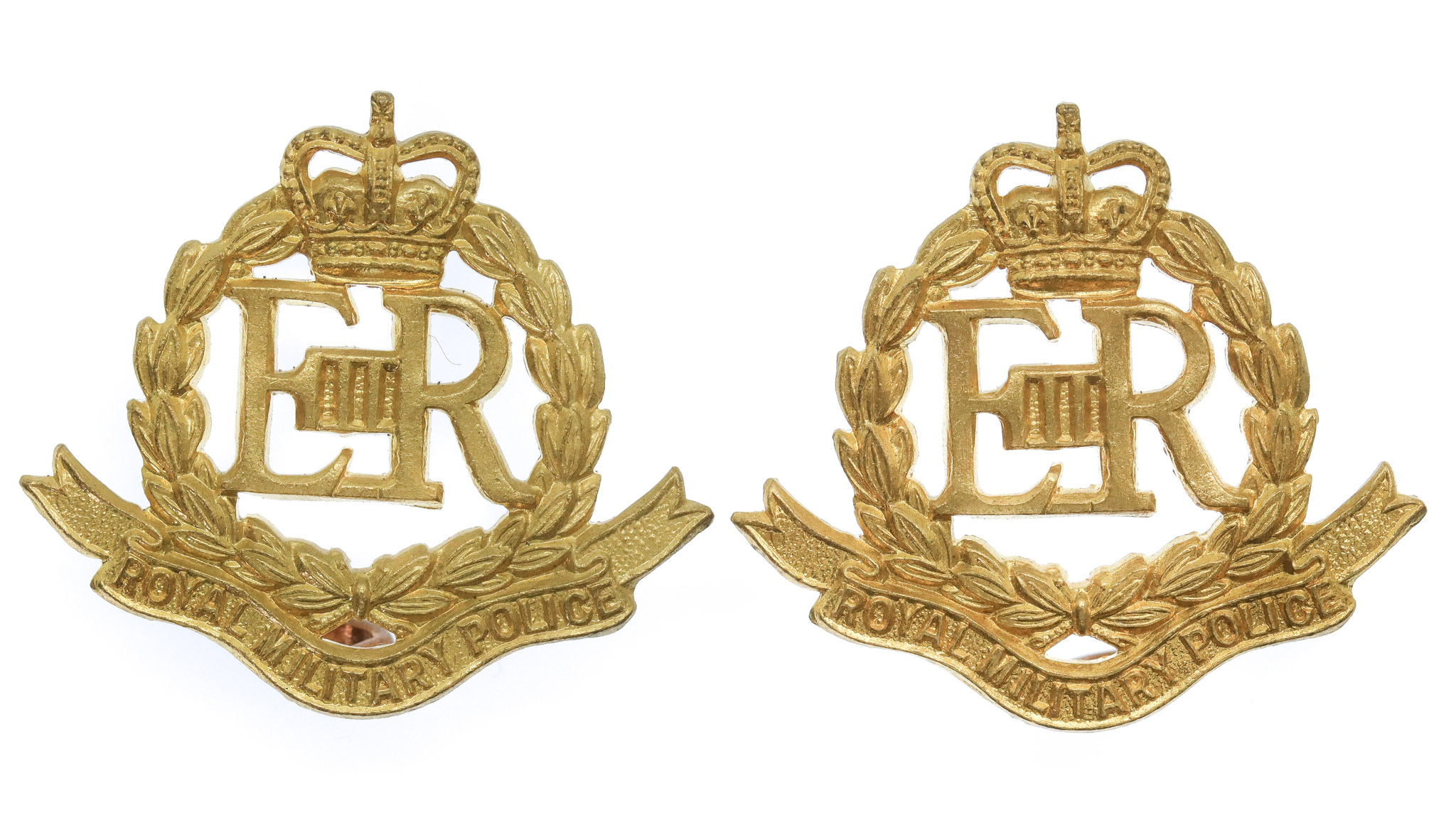 Pair of Royal Military Police (R.M.P.) Collar Badges - Queen's Crown