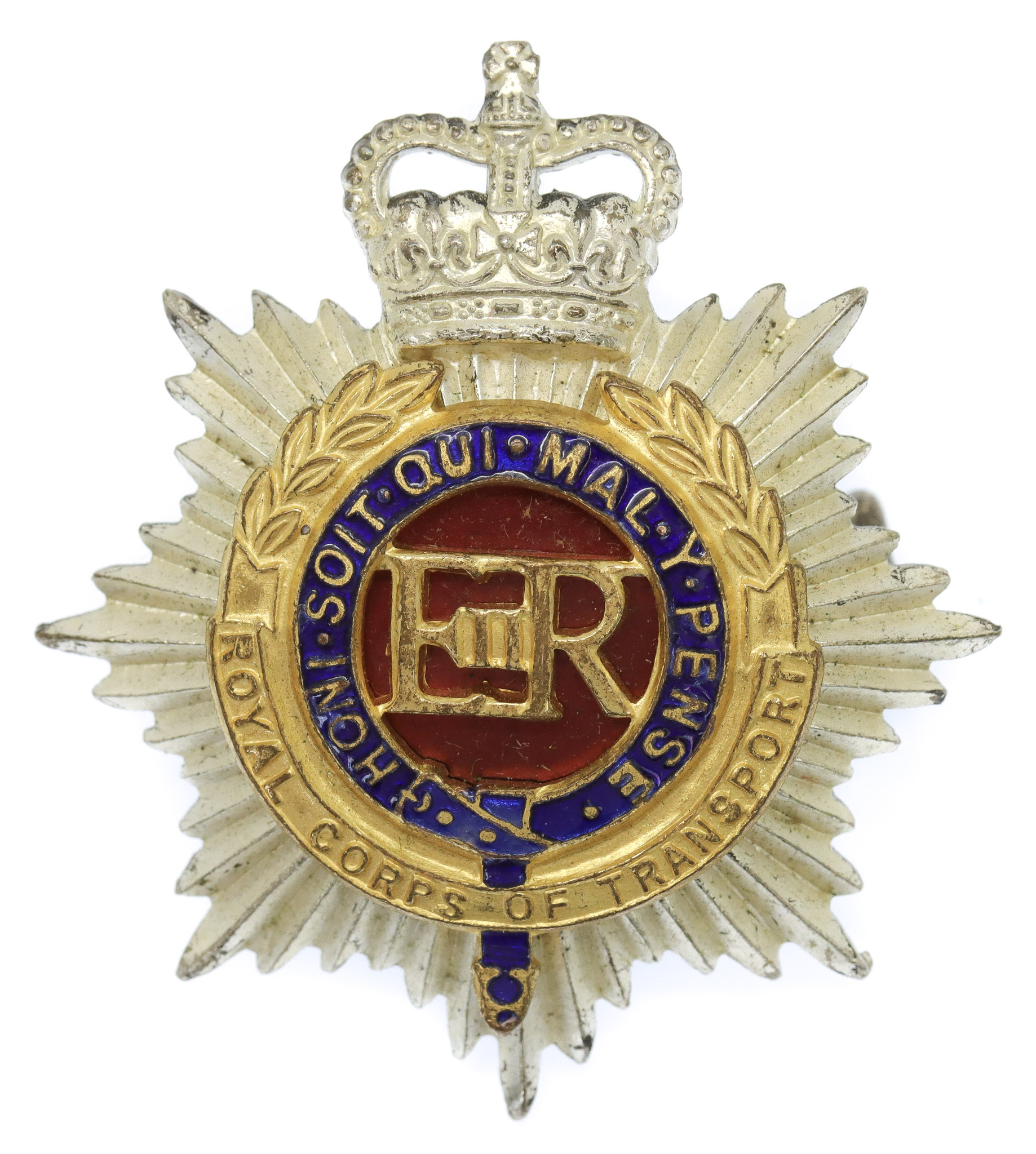 Royal Corps of Transport (R.C.T.) Officer's Cap Badge - Queen's Crown