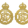 Pair of Army Dental Corps (A.D.C.) Officer's Dress Gilt Collar Badges - King's Crown