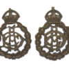 Pair of Army Dental Corps (A.D.C.) Officer's Service Dress Collar Badges - King's Crown