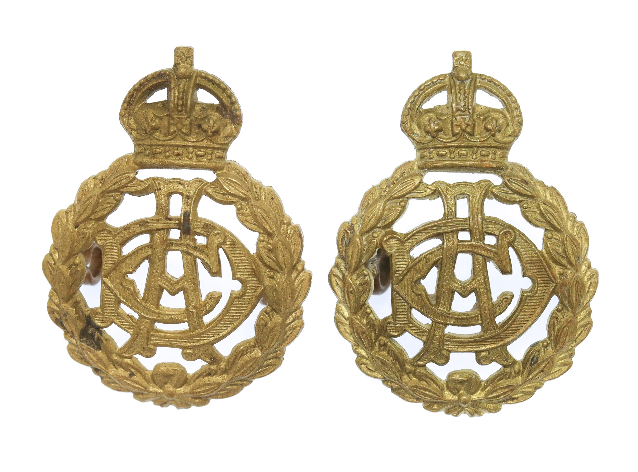 Pair of Army Dental Corps (A.D.C.) Collar Badges - King's Crown