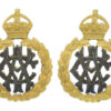 Pair of Army Veterinary Corps (A.V.C.) Officer's Silvered & Gilt Collar Badges - King's Crown