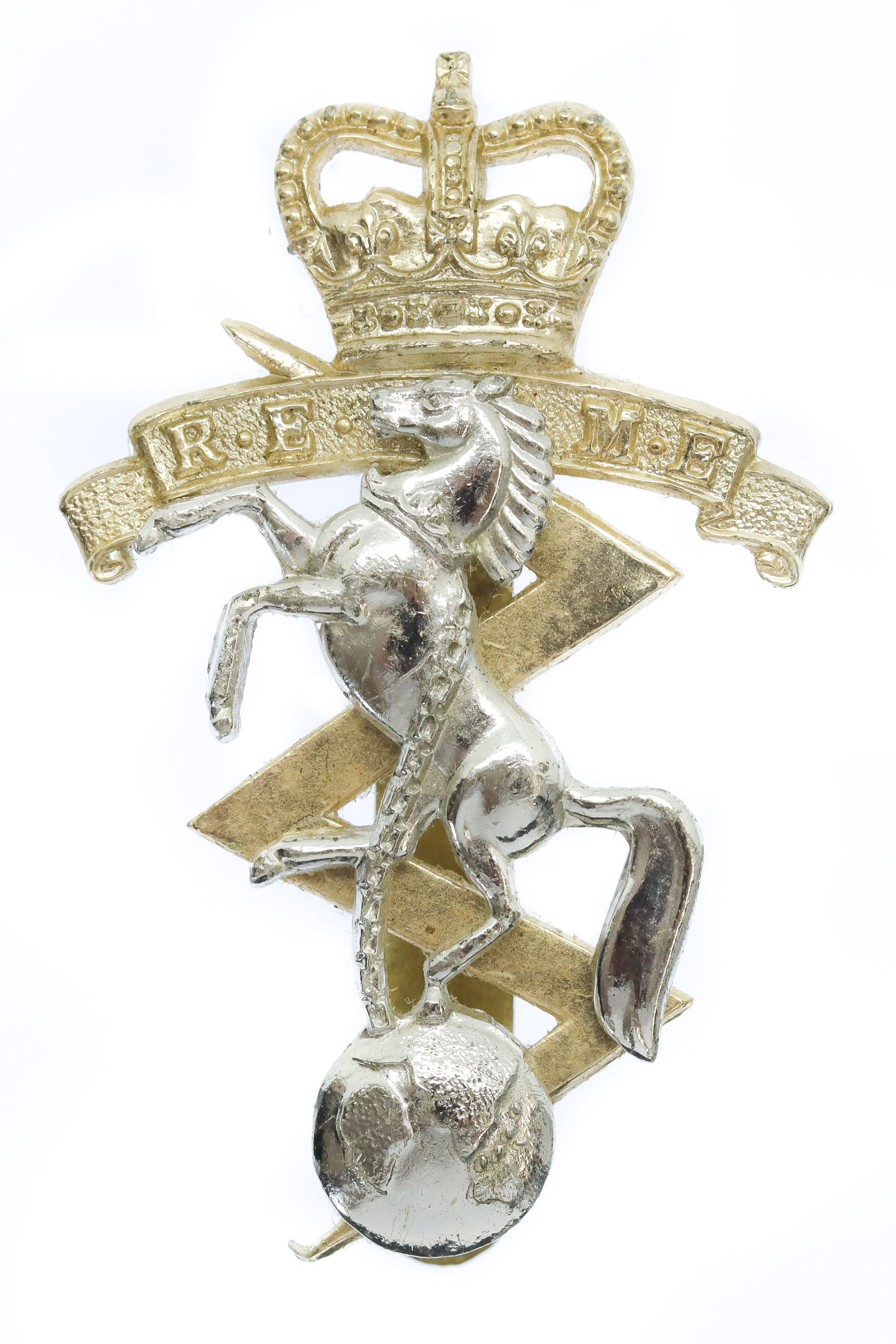 Royal Electrical & Mechanical Engineers (R.E.M.E.) Anodised (Staybrite) Cap Badge