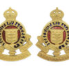Pair of Royal Army Ordnance Corps (R.A.O.C.) Officer's Gilt & Enamel Collar Badges - King's Crown