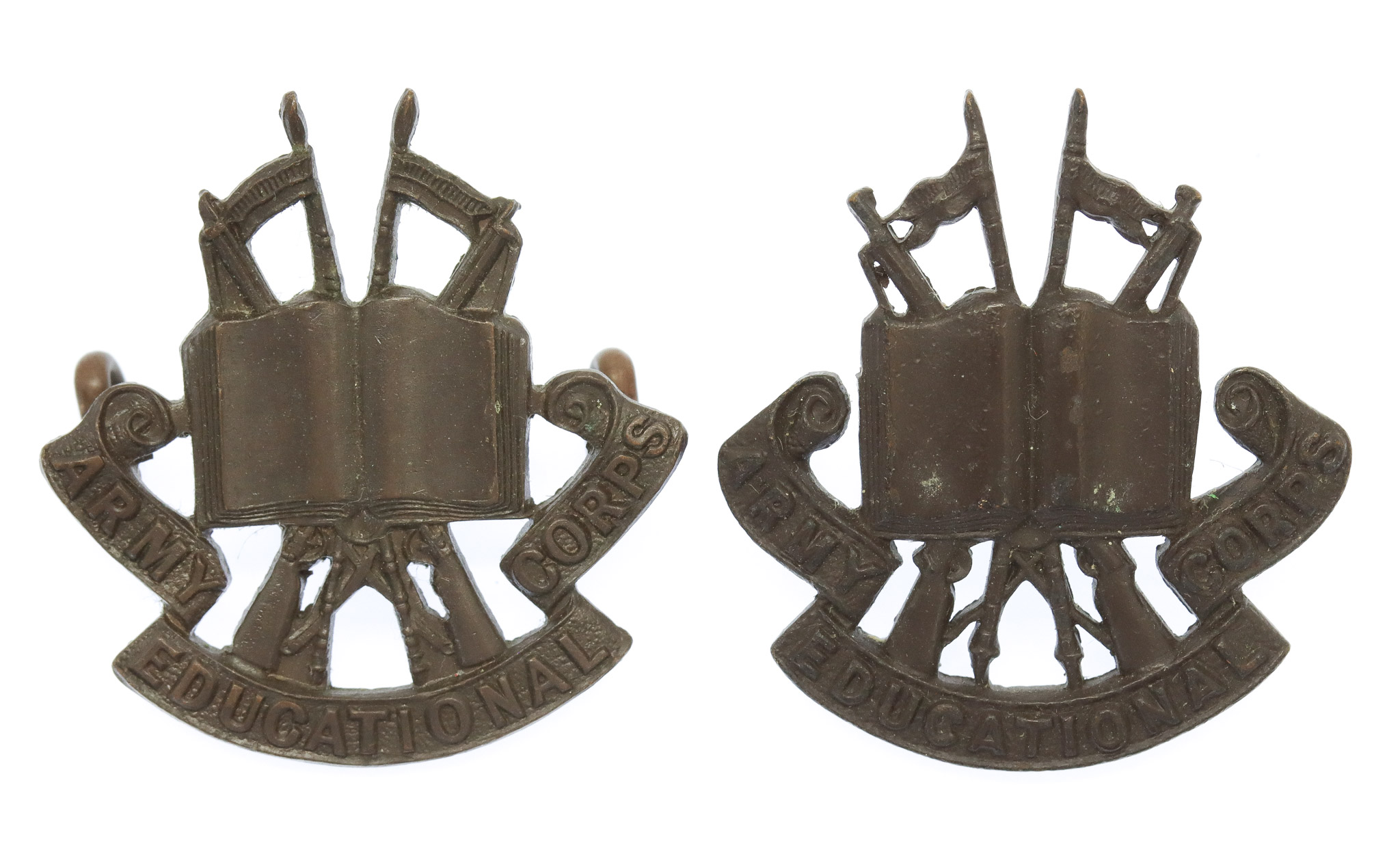 Pair of Army Educational Corps Officer's Service Dress Collar Badges