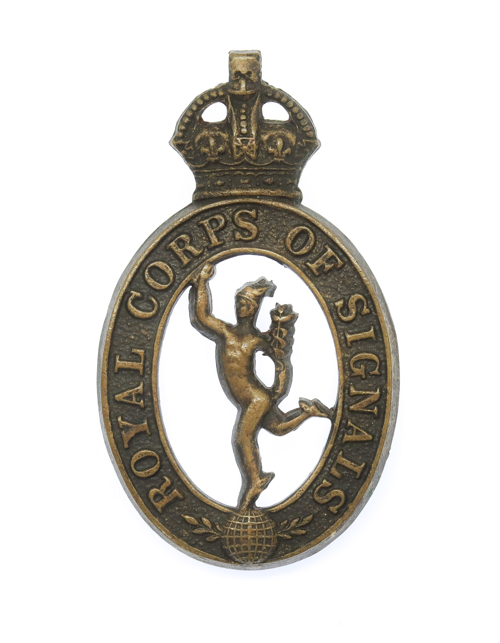 Royal Corps of Signals Officer's Service Dress Collar Badge - King's Crown