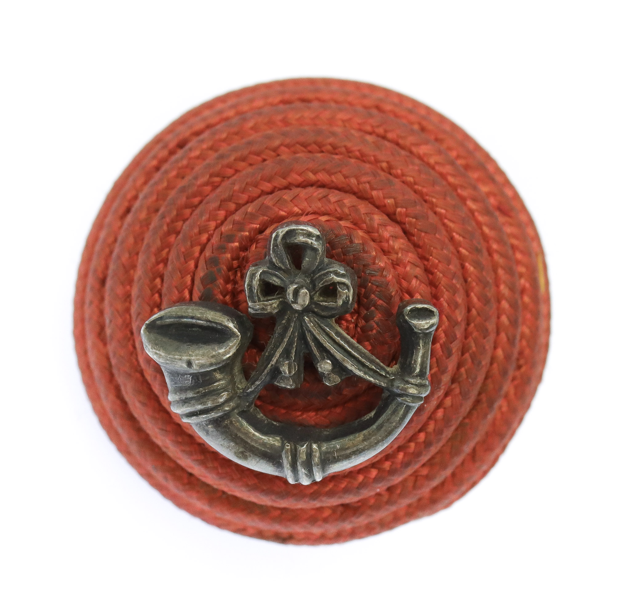 King's Royal Rifle Corps (K.R.R.C.) Officer's Red Cord Boss Cap Badge 