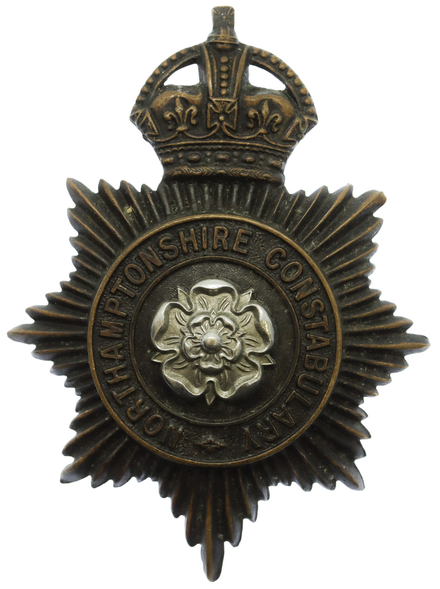 Northamptonshire Constabulary Black Helmet Plate - King's Crown