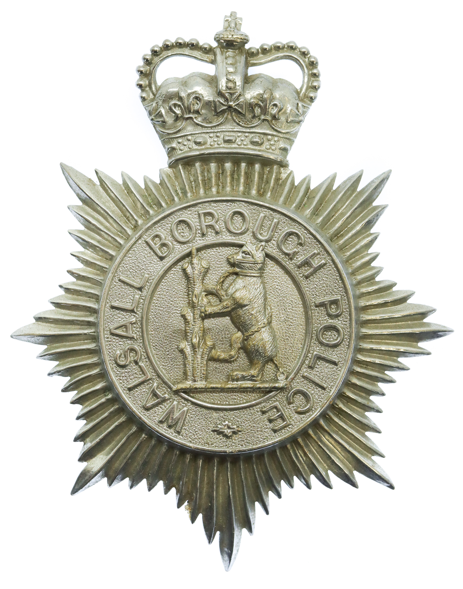 Walsall Borough Police Helmet Plate - Queen's Crown