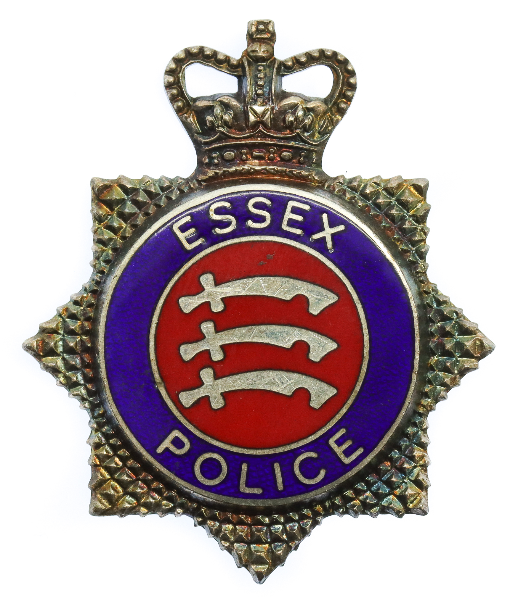 Essex Police Hallmarked Silver Senior Officer's Cap Badge - Queen's Crown