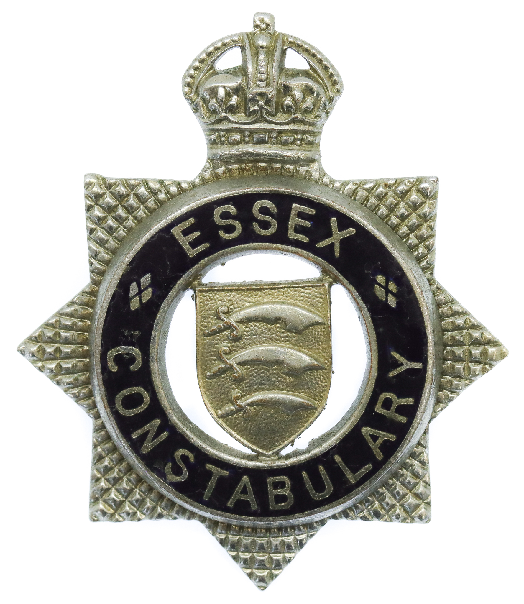 Essex Constabulary Senior Officer's Enamelled Cap Badge - King's Crown