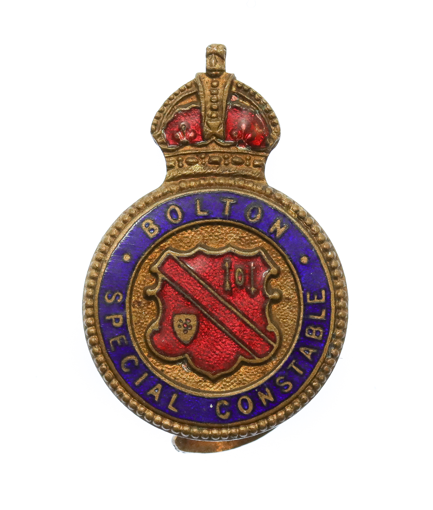 Bolton Special Constable Enamelled Lapel Badge - King's Crown