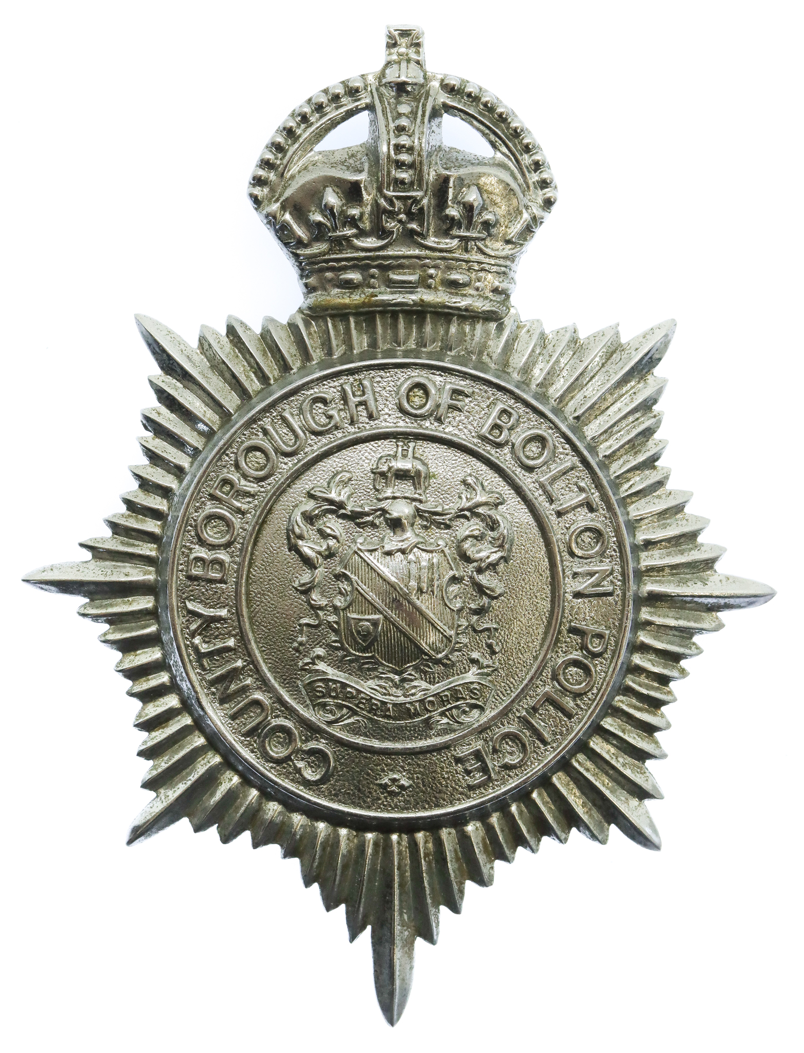 County Borough of Bolton Police Helmet Plate - King's Crown