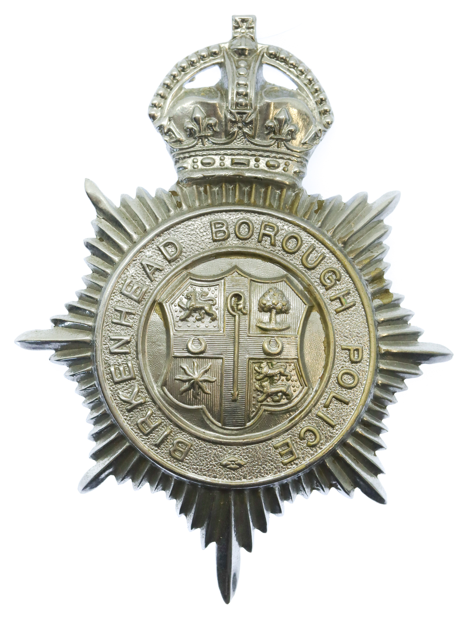 Birkenhead Borough Police Helmet Plate - King's Crown