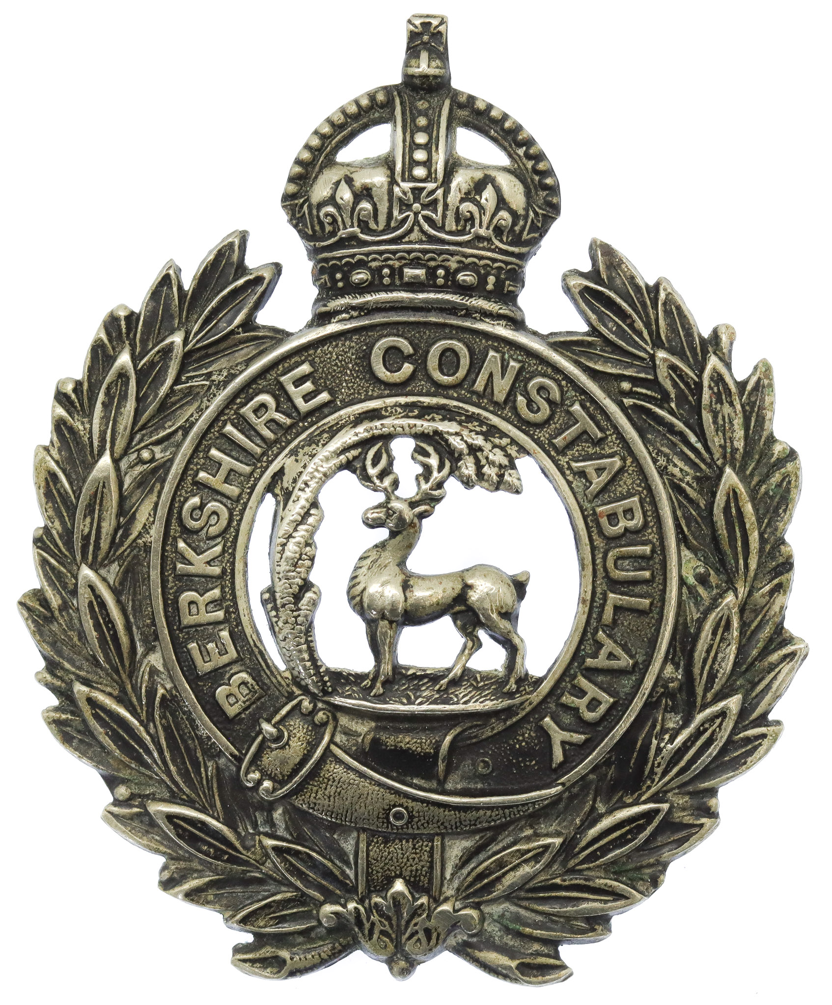 Berkshire Constabulary Wreath Helmet Plate - King's Crown