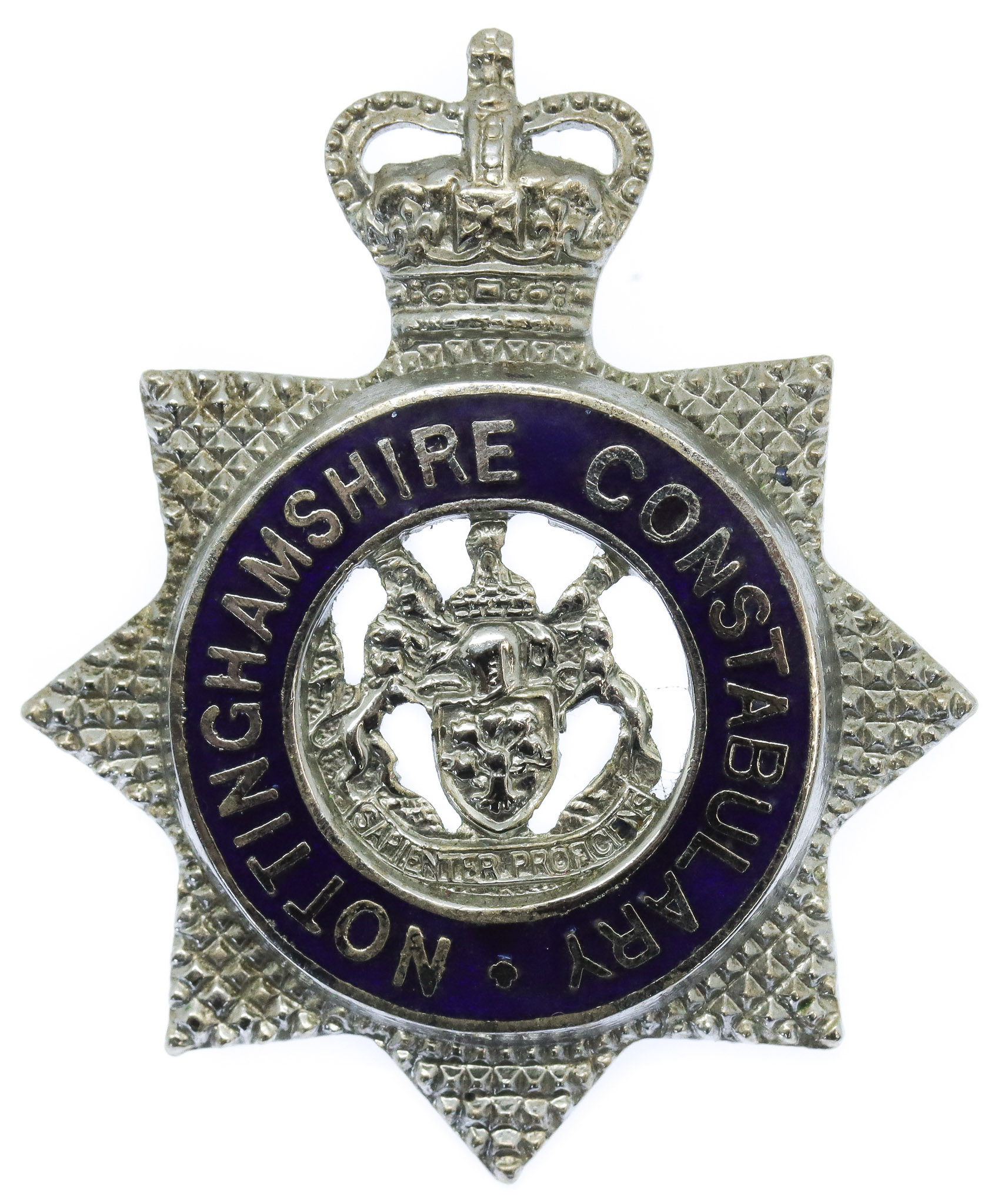 Nottinghamshire Constabulary Senior Officer's Enamelled Cap Badge - Queen's Crown