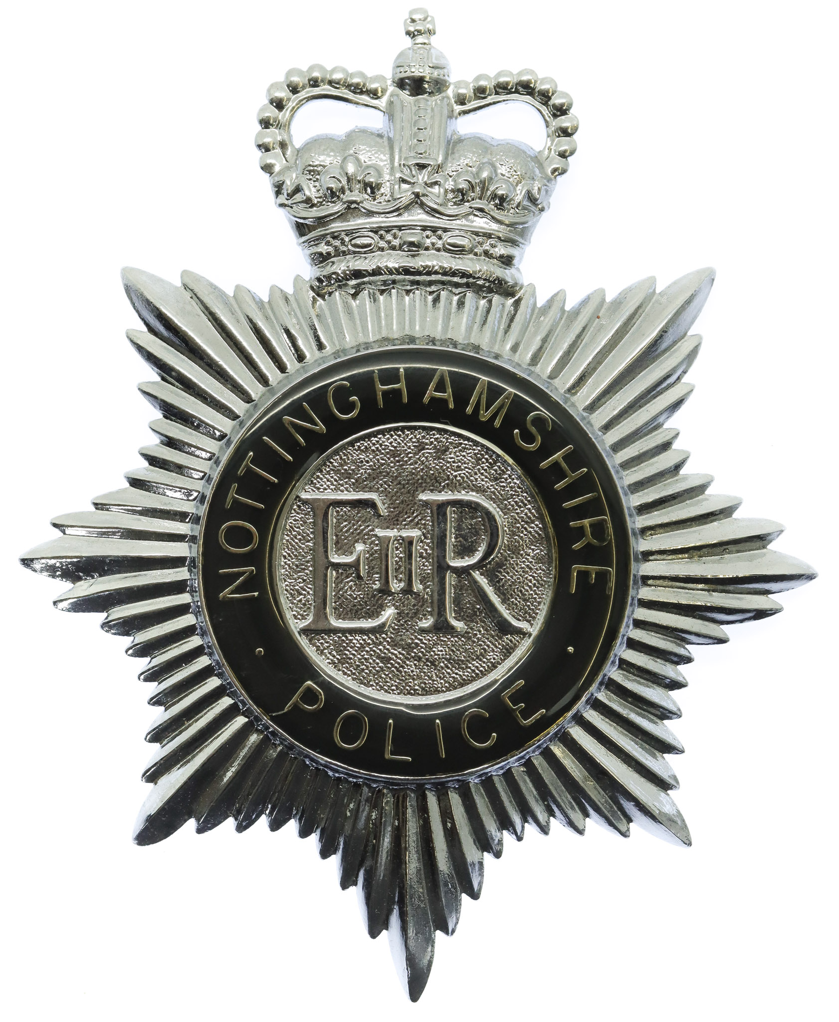 Nottinghamshire Police Enamelled Helmet Plate - Queen's Crown