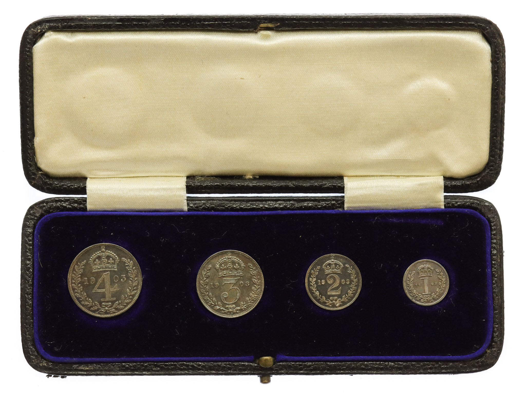 Edward VII 1903 Maundy Money Coin Set in Dated Box (4 Coins)