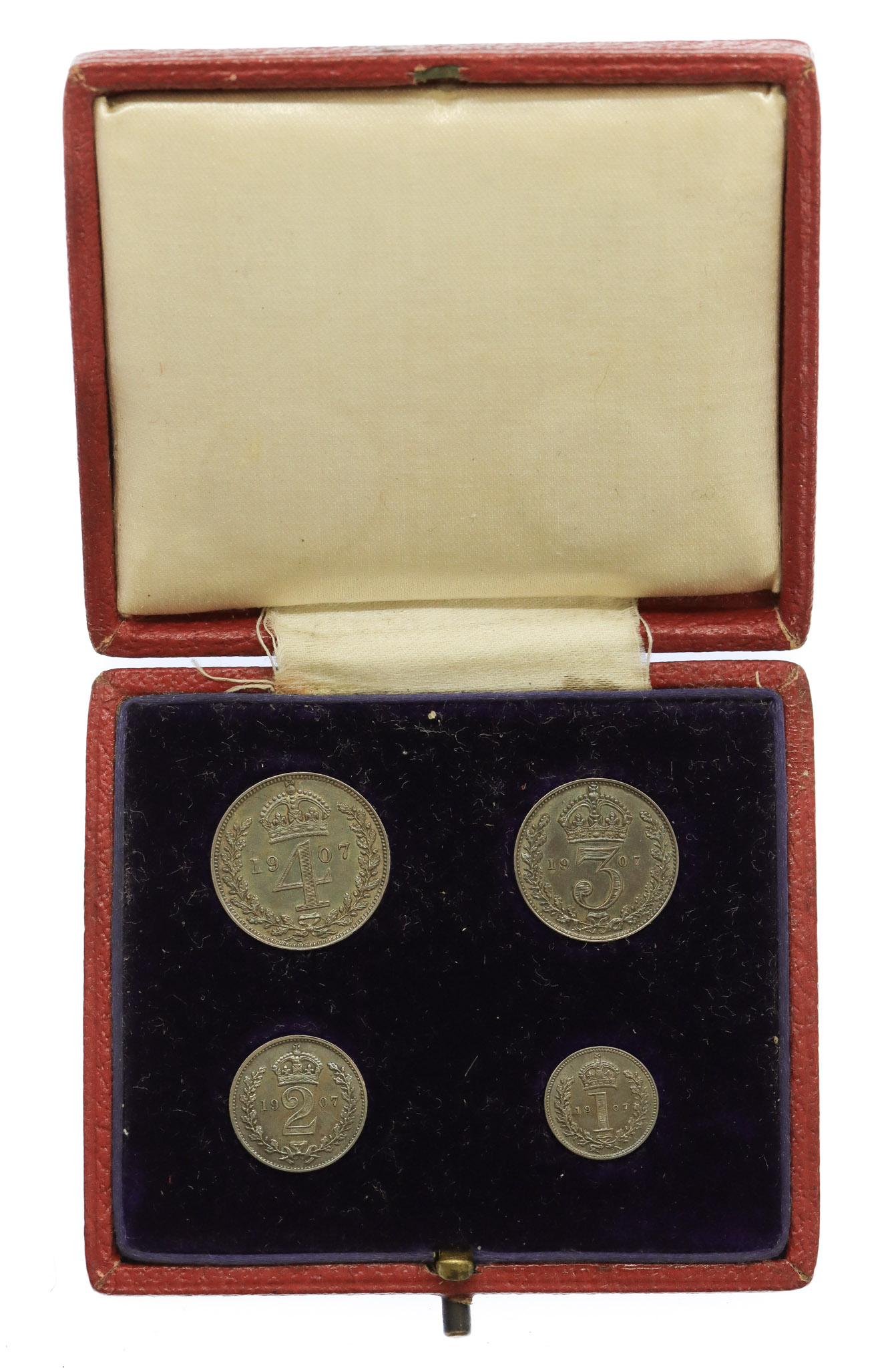 Edward VII 1907 Maundy Money Coin Set in Dated Box (4 Coins)