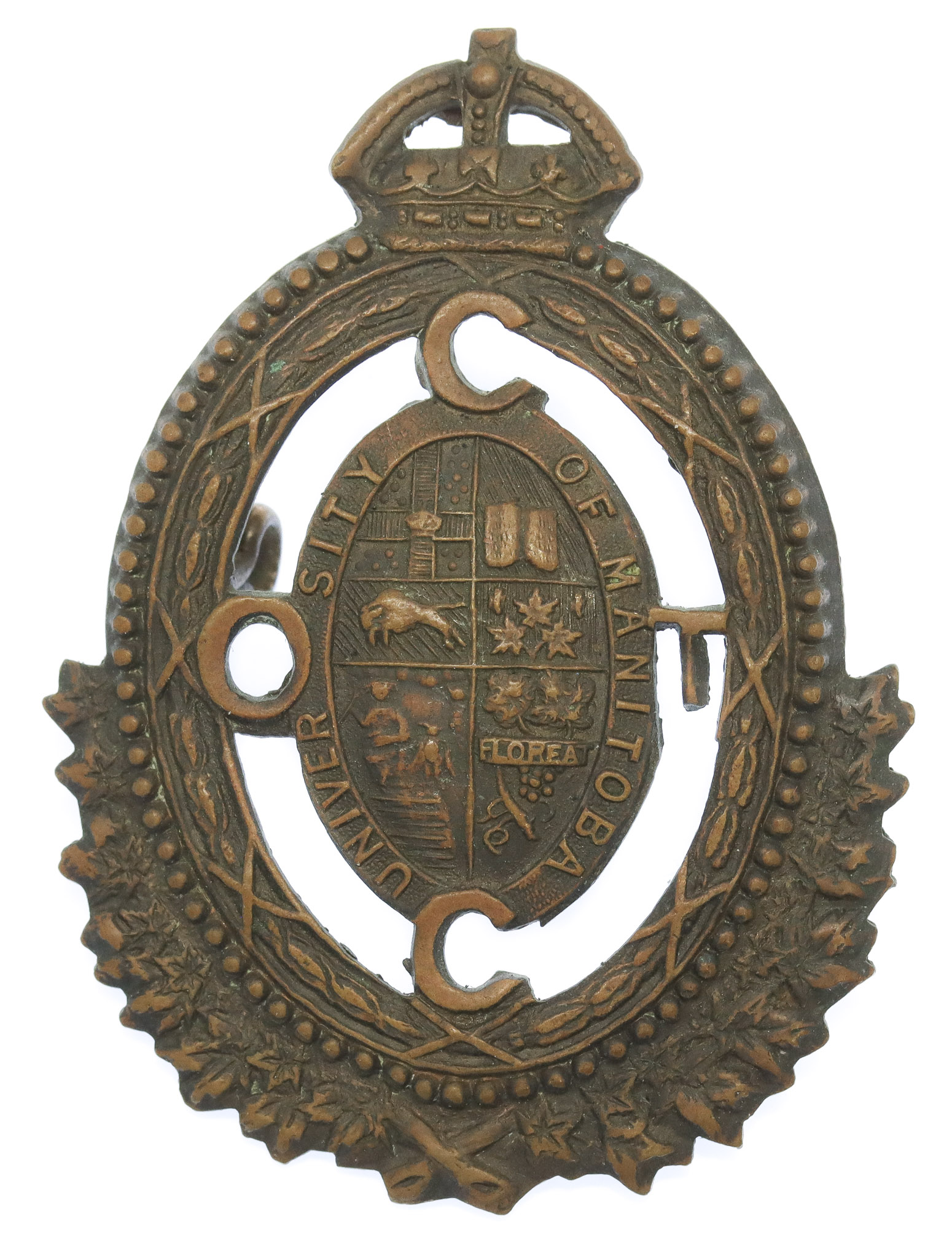 Canadian Manitoba University C.O.T.C. Cap Badge - King's Crown