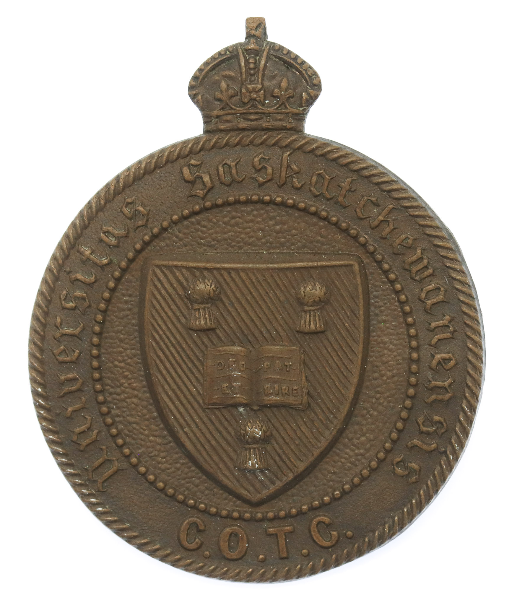 Canadian Saskatchewan University C.O.T.C. Cap Badge - King's Crown