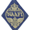WW2 Navy, Army & Air Force Institutes (N.A.A.F.I.) Cloth Overalls Badge (White on Blue)