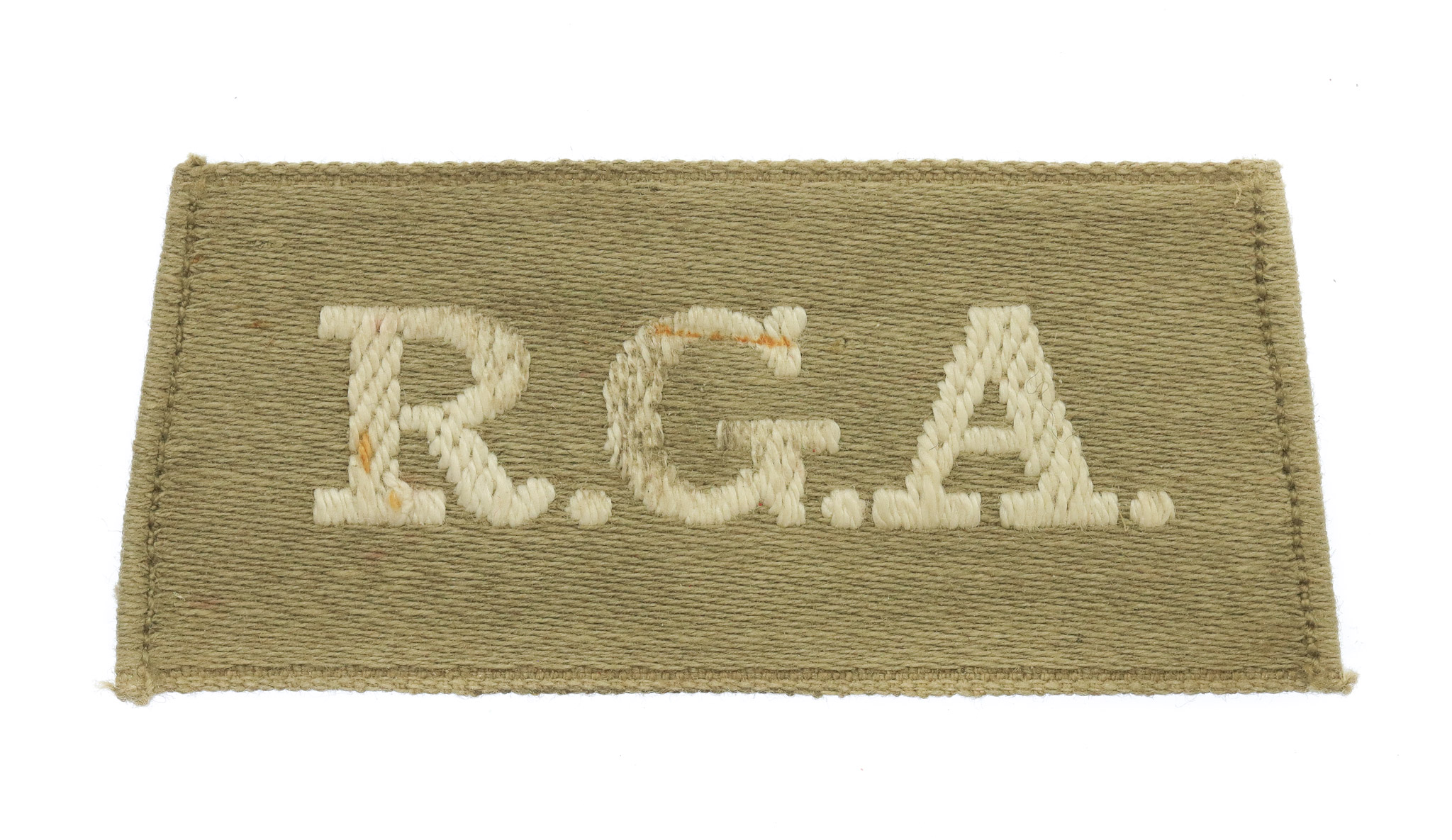 Royal Garrison Artillery (R.G.A.) WW1 Cloth Slip On Shoulder Title
