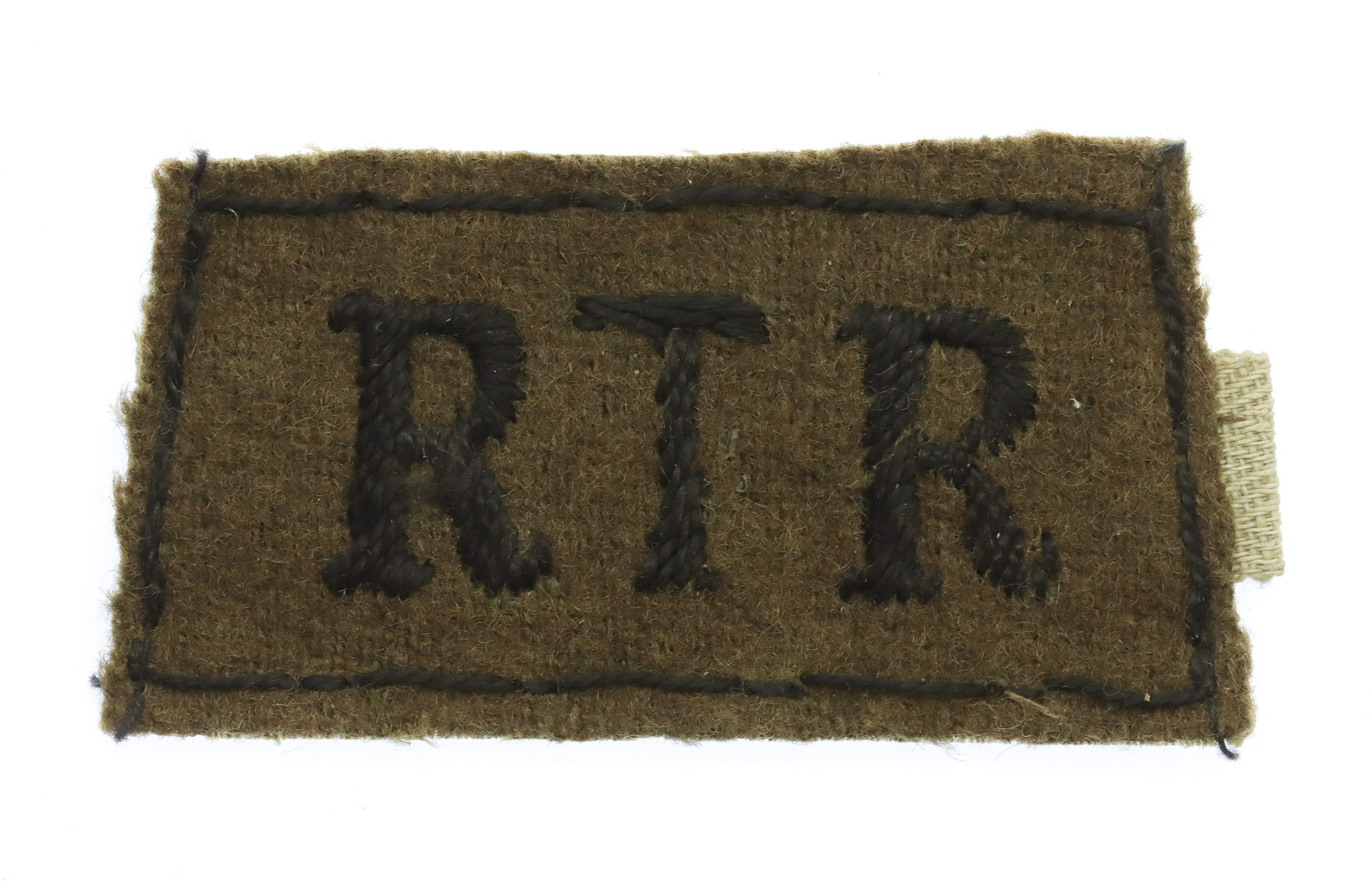 Royal Tank Regiment (R.T.R.) WW2 Cloth Slip On Shoulder Title