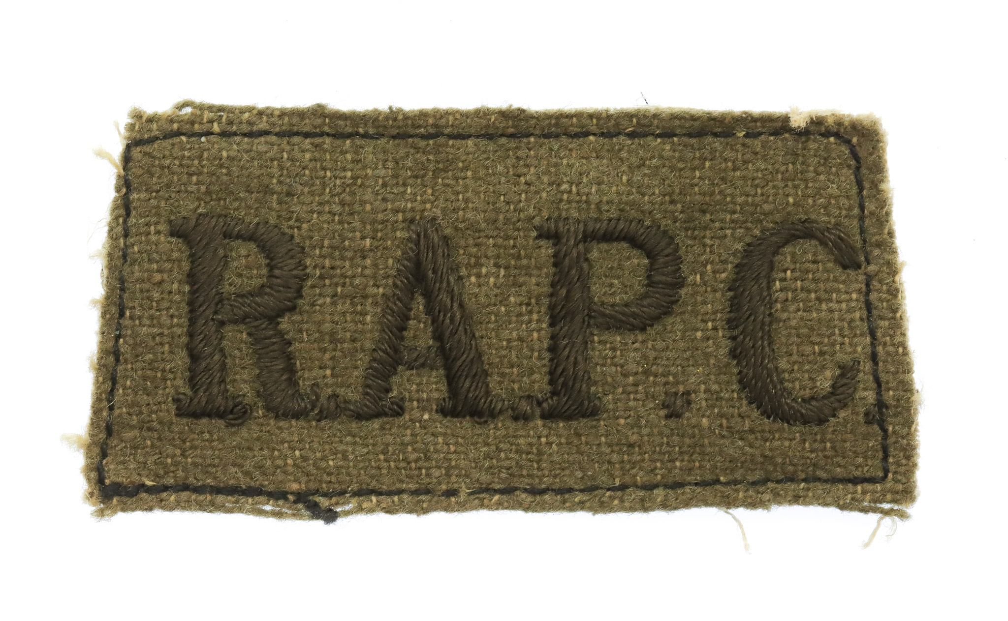 Royal Army Pay Corps (R.A.P.C.) WW2 Cloth Slip On Shoulder Title