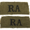 Pair of Royal Artillery (R.A.) WW2 Cloth Slip On Shoulder Titles