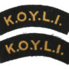 Pair of King's Own Yorkshire Light Infantry (K.O.Y.L.I.) Cloth Shoulder Titles