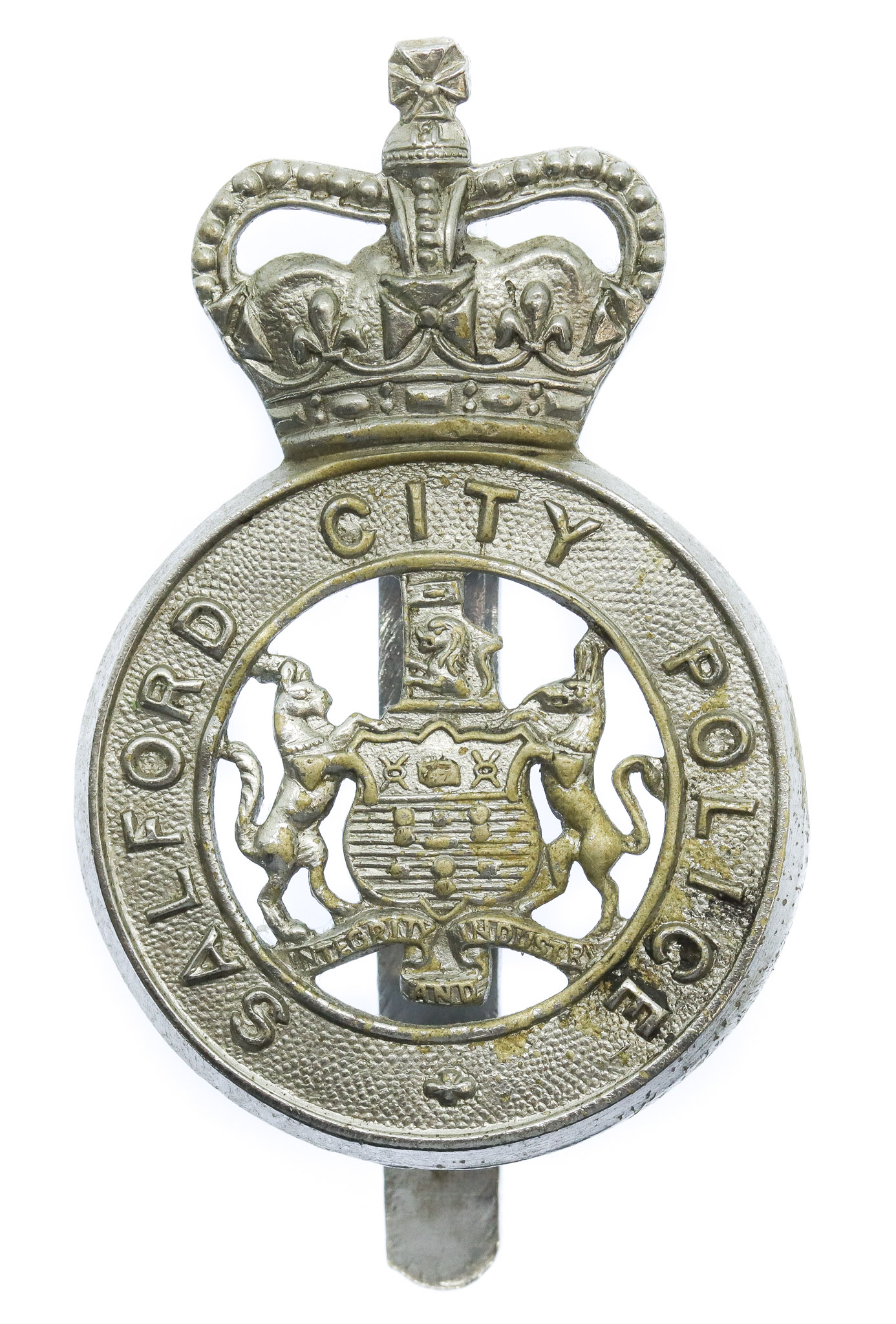Salford City Police Cap Badge - Queen's Crown