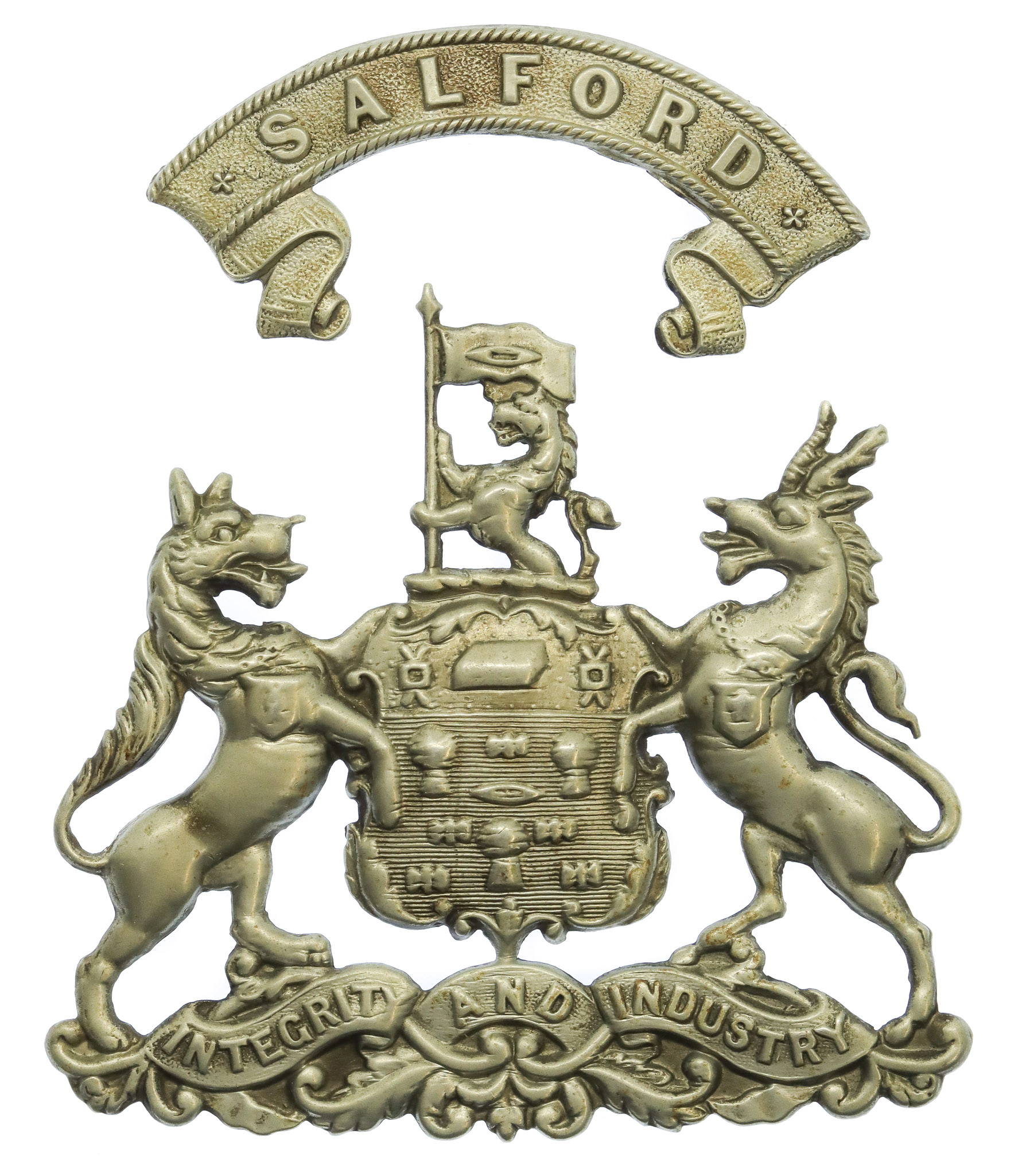 Salford City Police Coat of Arms Helmet Plate 