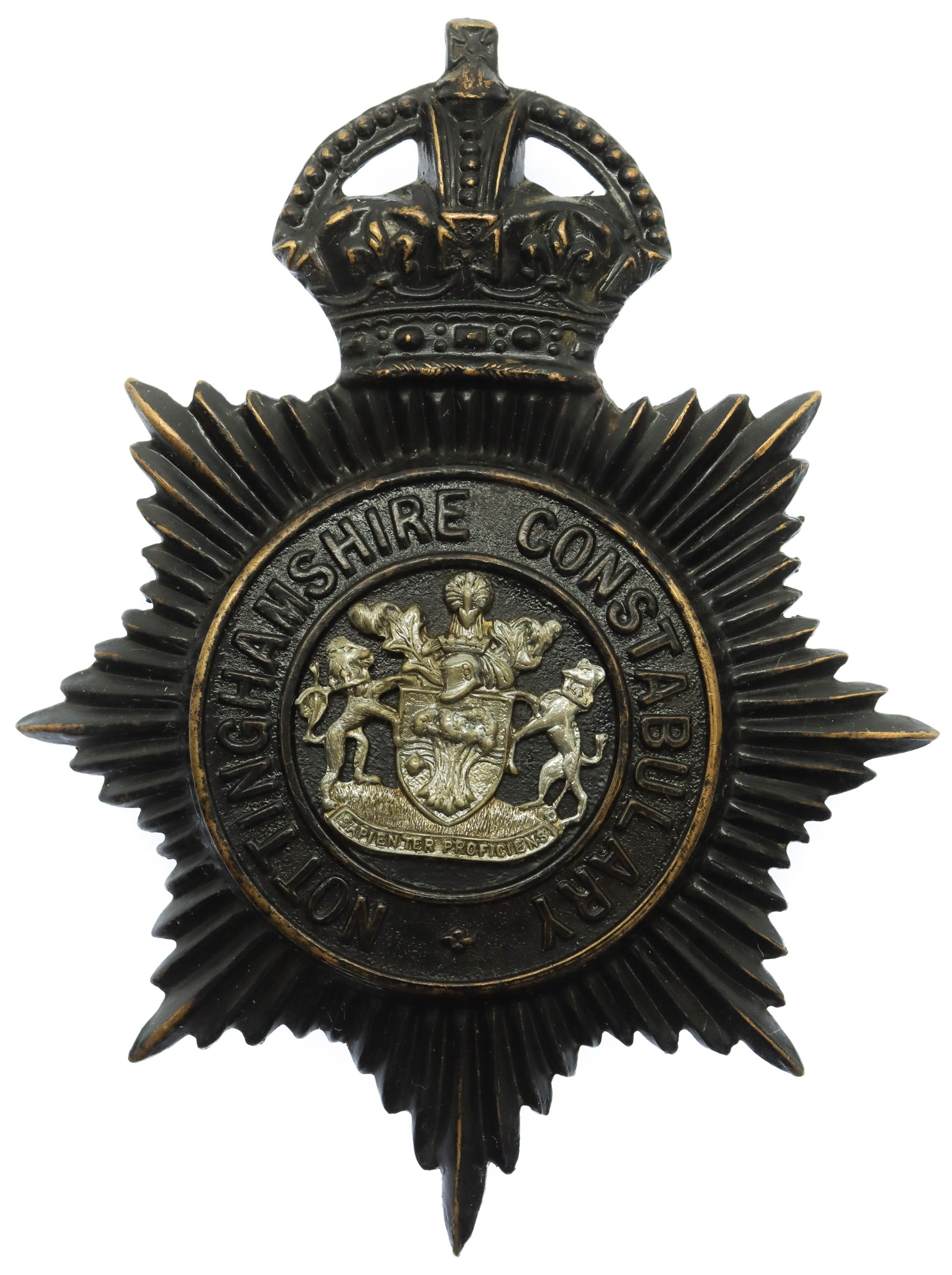 Nottinghamshire Constabulary Night Helmet Plate - King's Crown