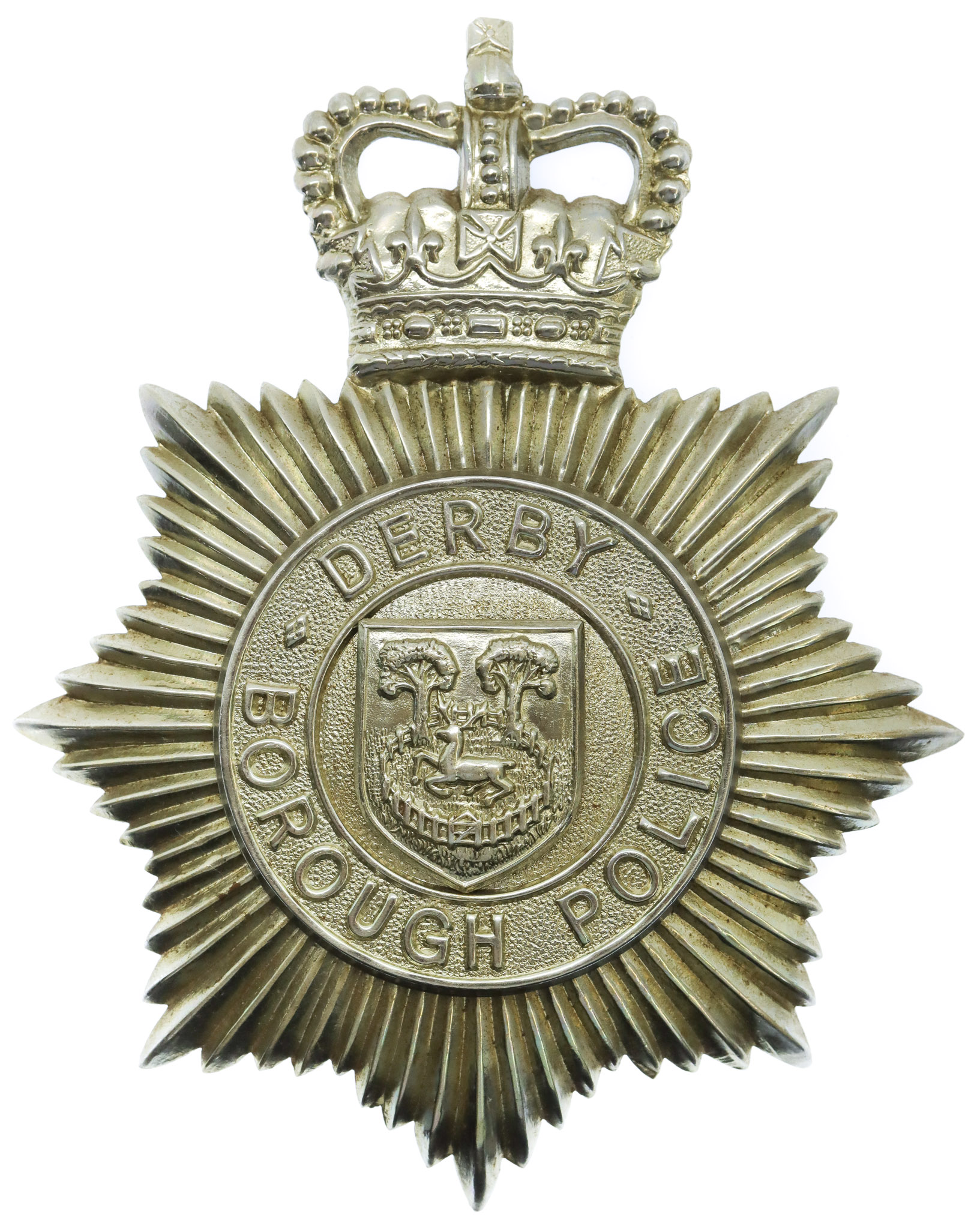 Derby Borough Police Helmet Plate - Queen's Crown