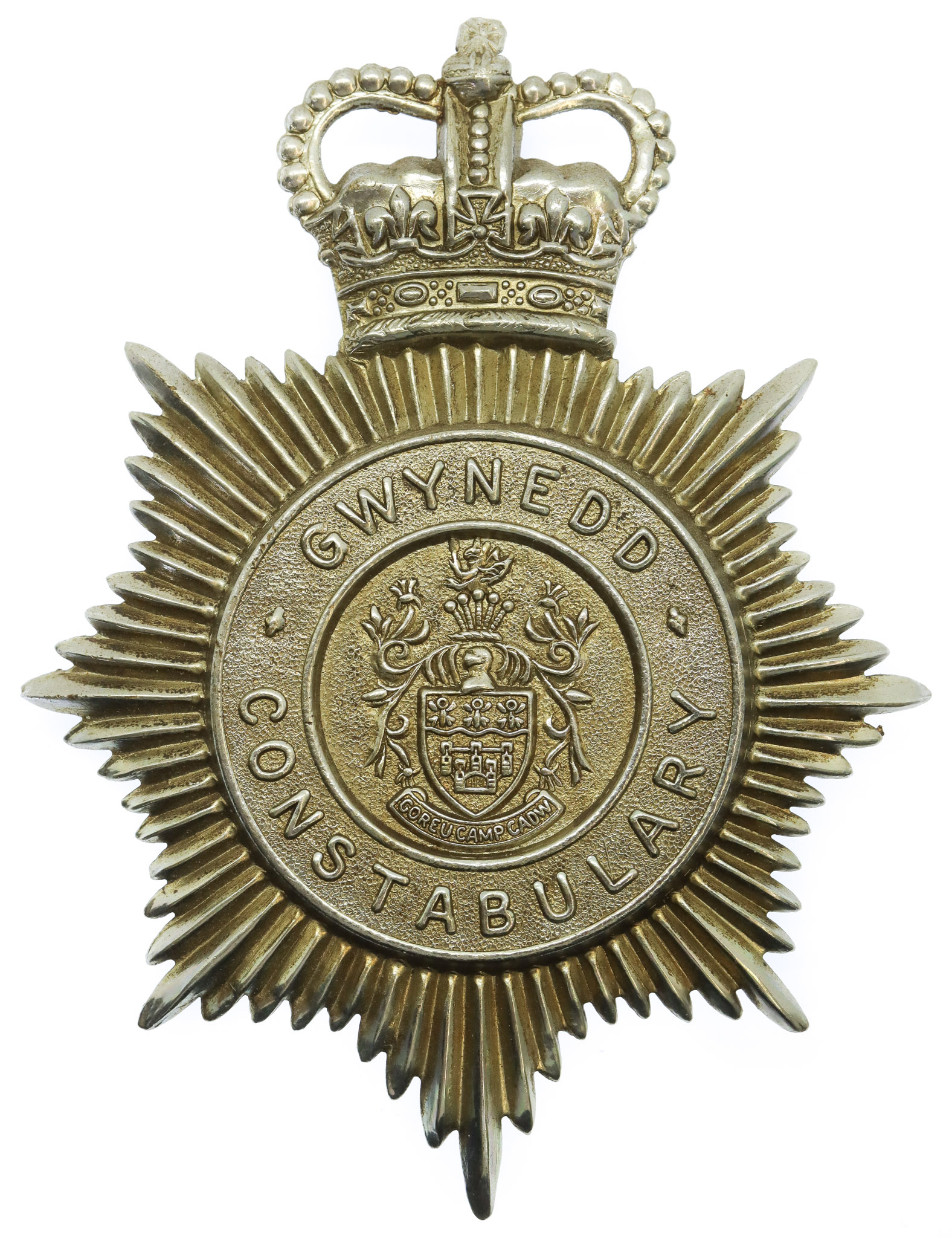 Gwynedd Constabulary Helmet Plate - Queen's Crown