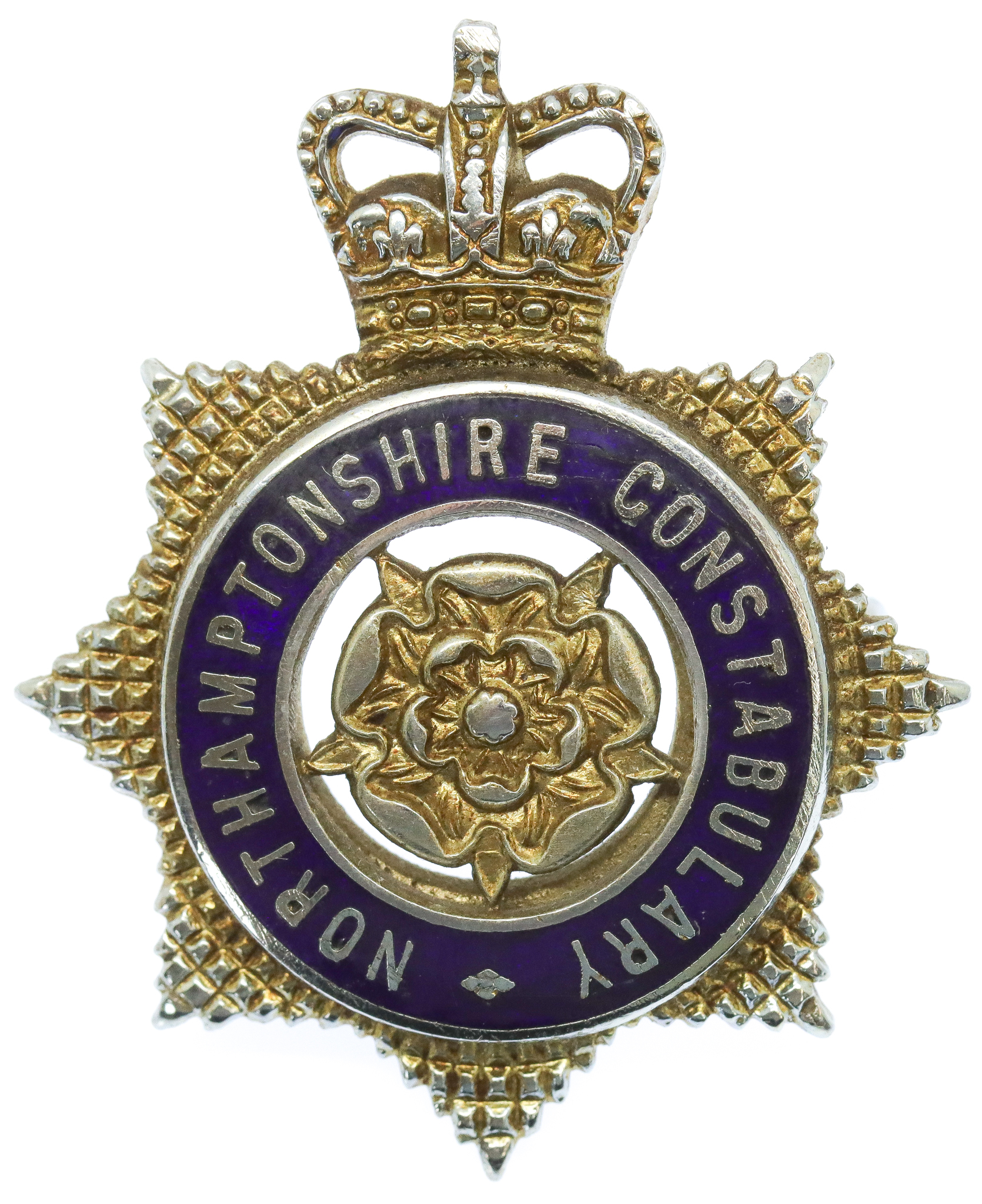 Northamptonshire Constabulary Senior Officer's Enamelled Cap Badge - Queen's Crown