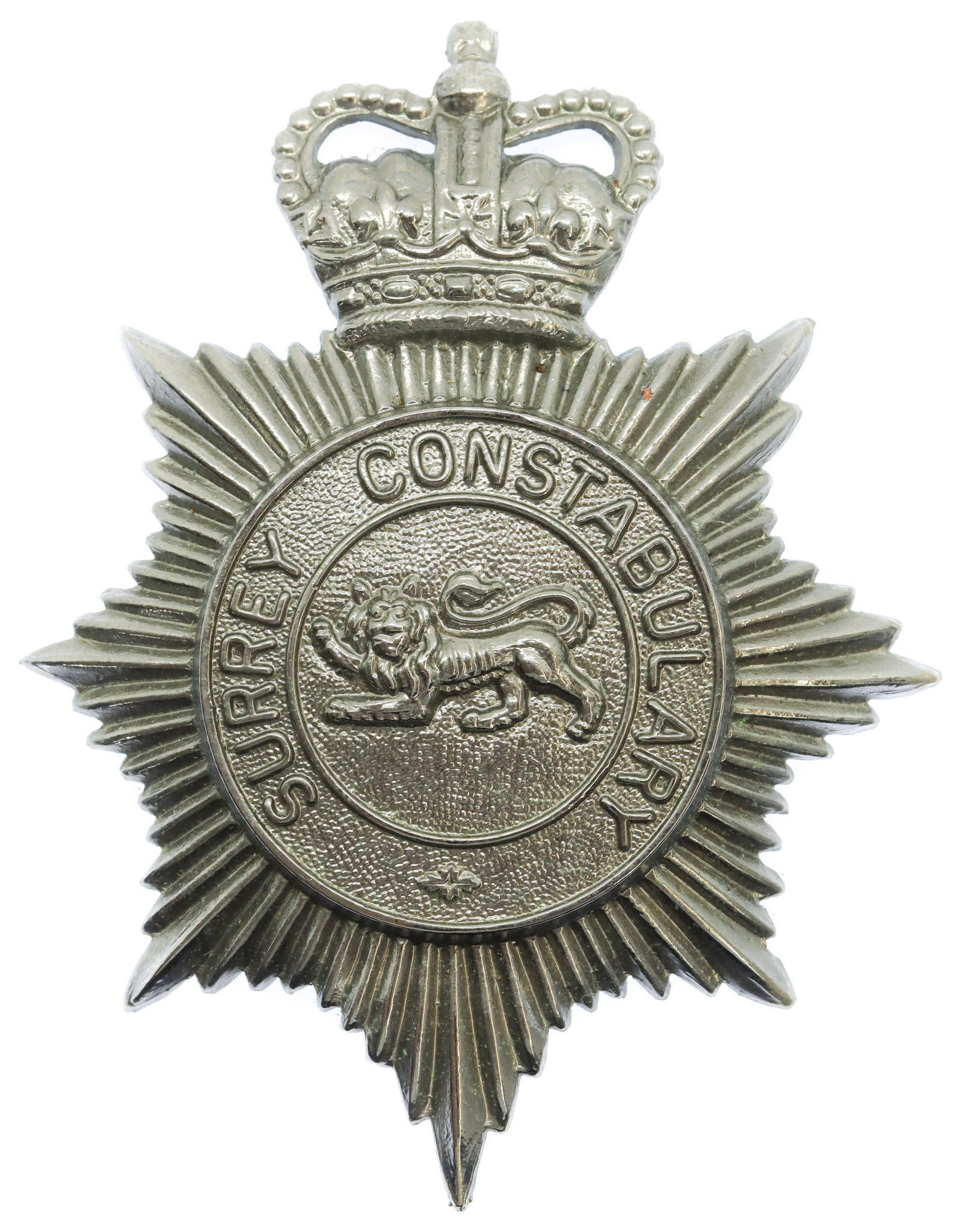 Surrey Constabulary Plastic Helmet Plate - Queen's Crown